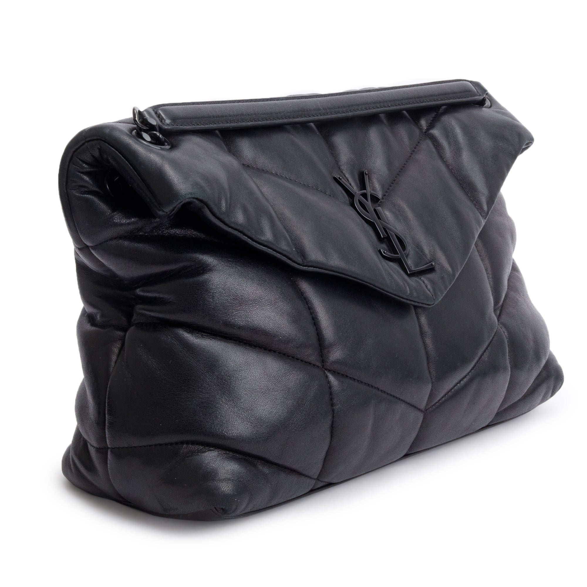 Saint Laurent 2021 Black Nappa Leather Medium Puffer Loulou Shoulder Bag