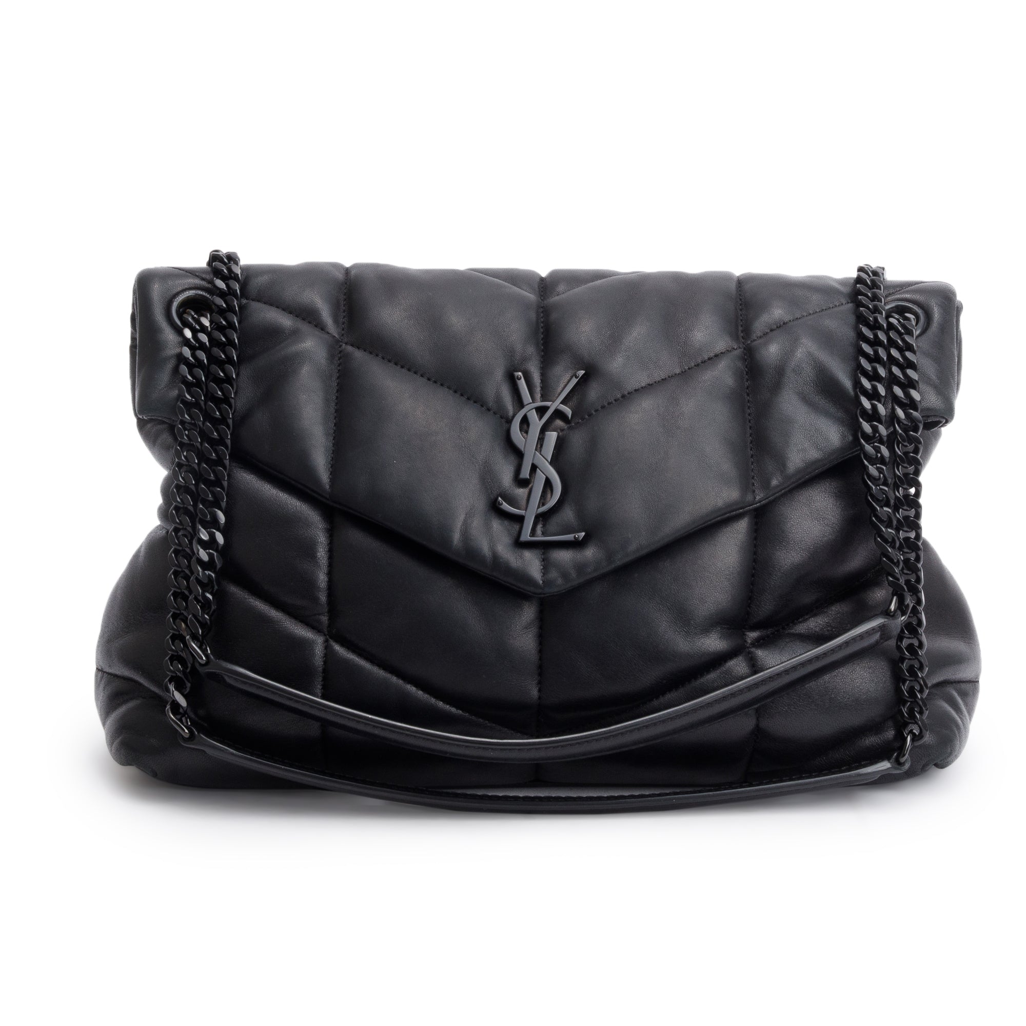 Saint Laurent 2021 Black Nappa Leather Medium Puffer Loulou Shoulder Bag