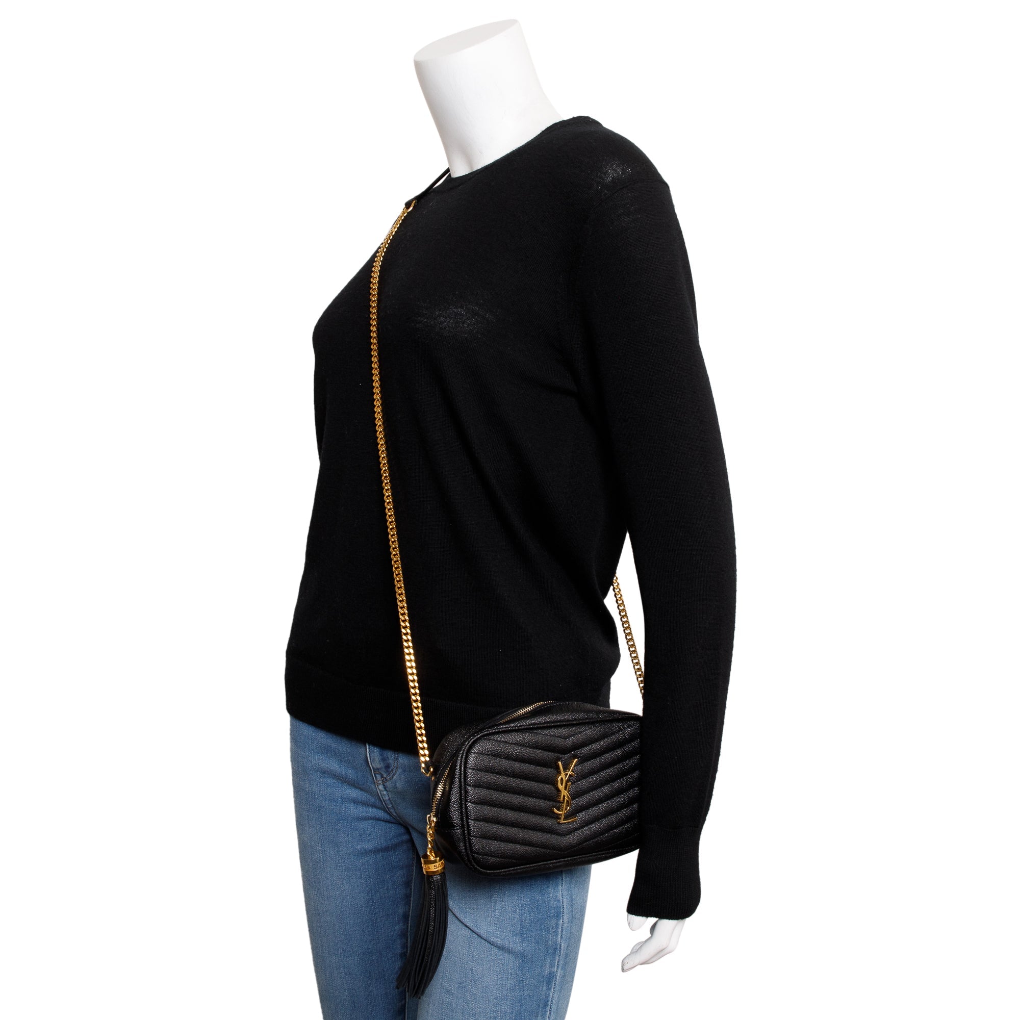 Saint Laurent 2021 Black Quilted Leather Mini Lou Camera Bag