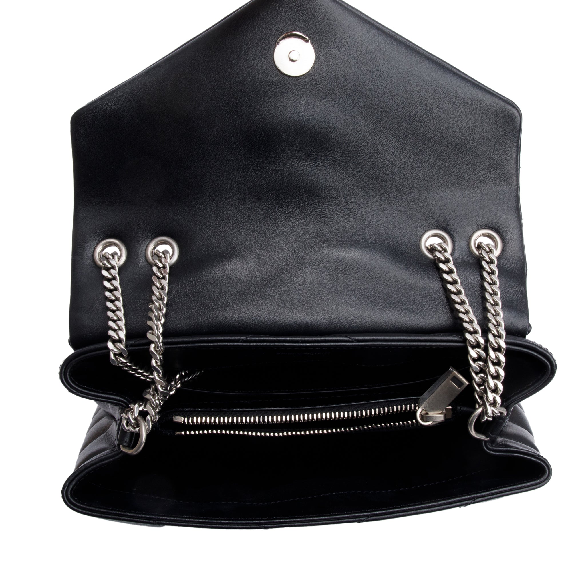 Saint Laurent 2021 Black Quilted Leather Small Loulou Shoulder Bag