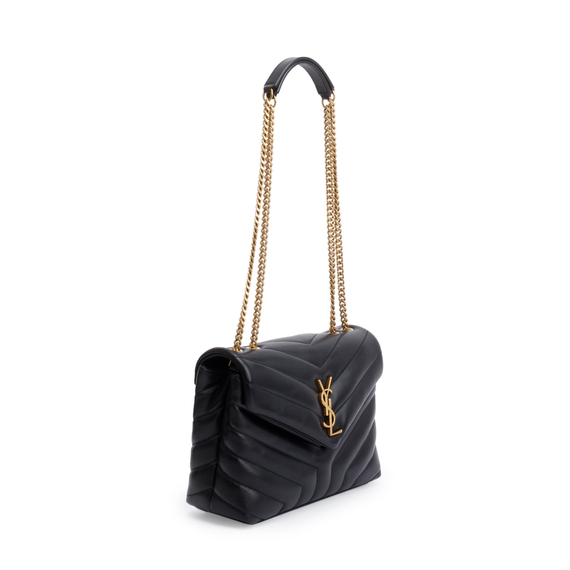 Saint Laurent 2021 Black Quilted Leather Small Loulou Shoulder Bag w/ Box