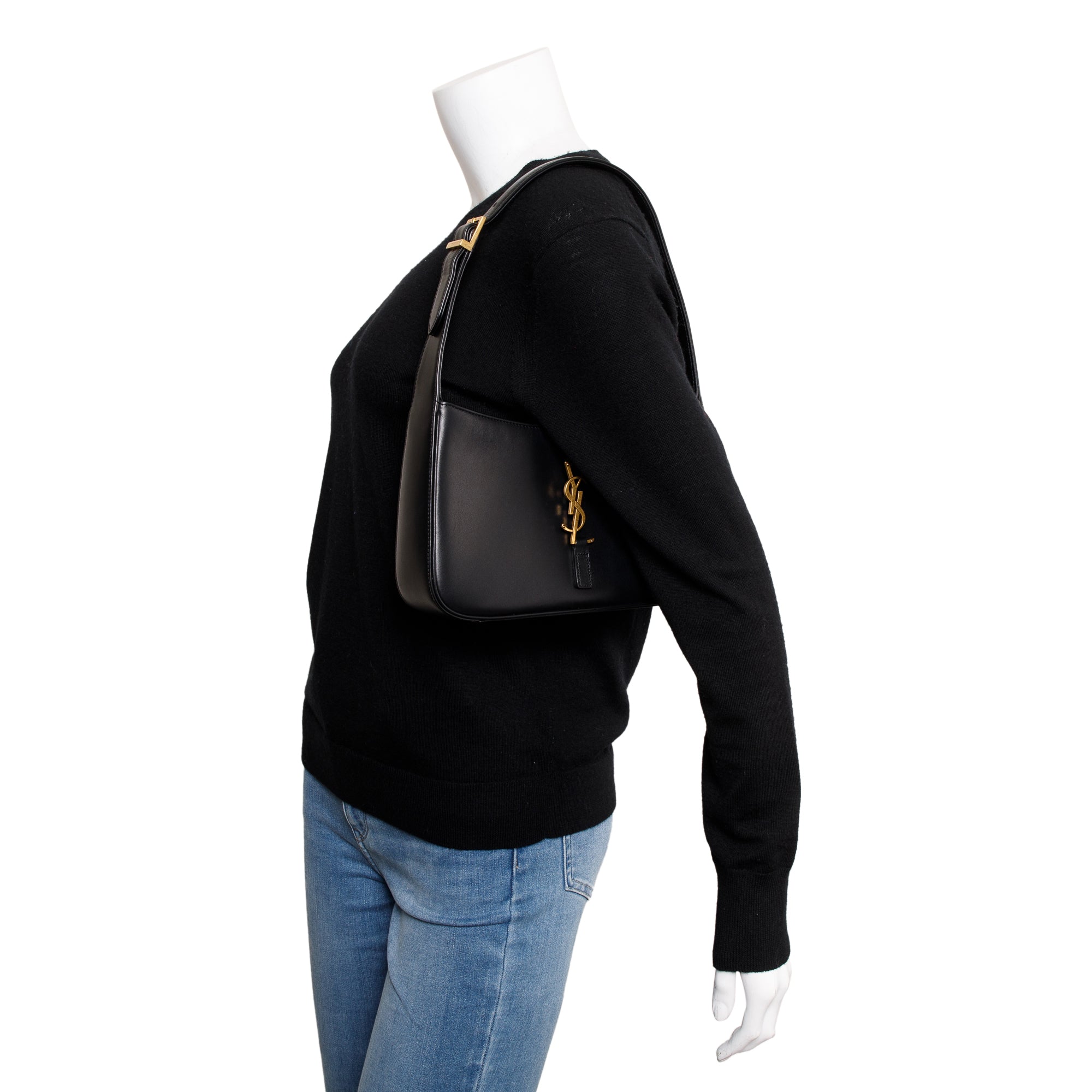 Saint Laurent 2021 Black Smooth Calfskin Leather Le 5 a 7 Hobo Bag