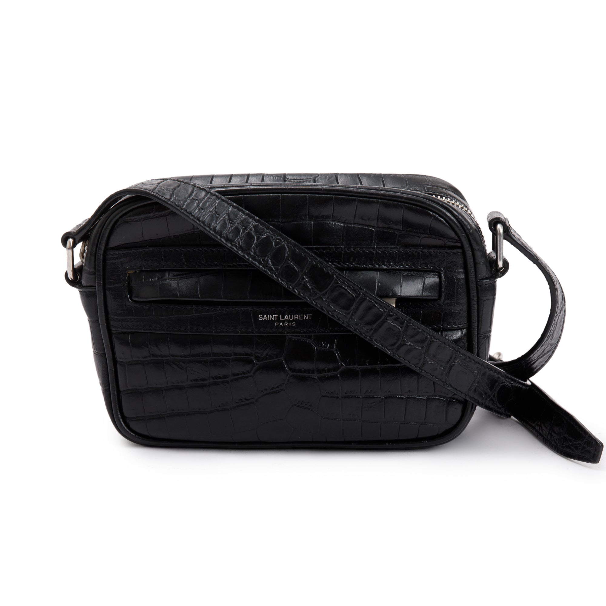 Saint Laurent 2021 Croc-Embossed Camp Camera Bag w/ Box