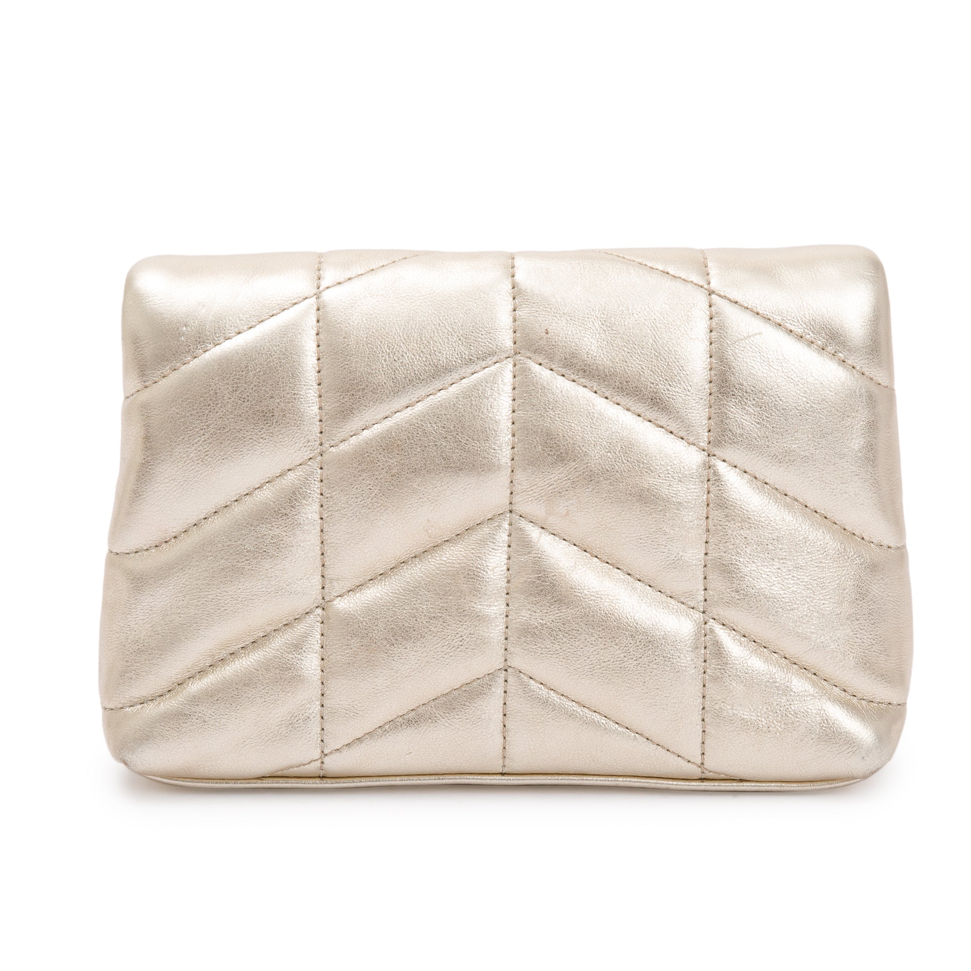 Saint Laurent 2021 Gold Metallic Small Puffer Pouch