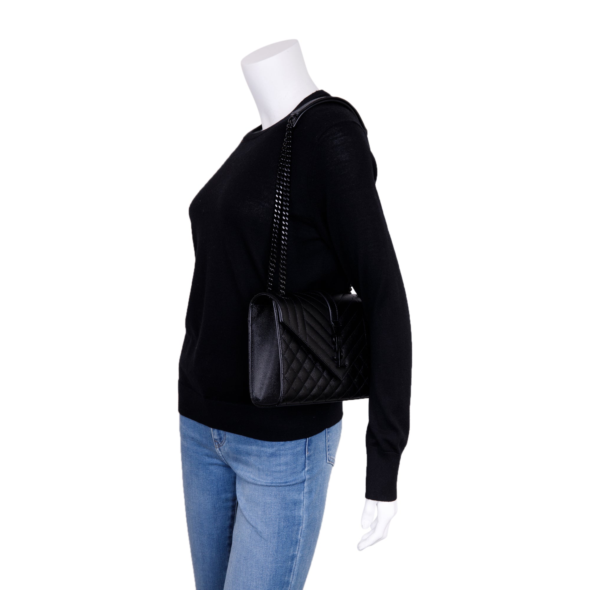 Saint Laurent 2021 Medium Monogram Matelasse Envelope Chain Bag