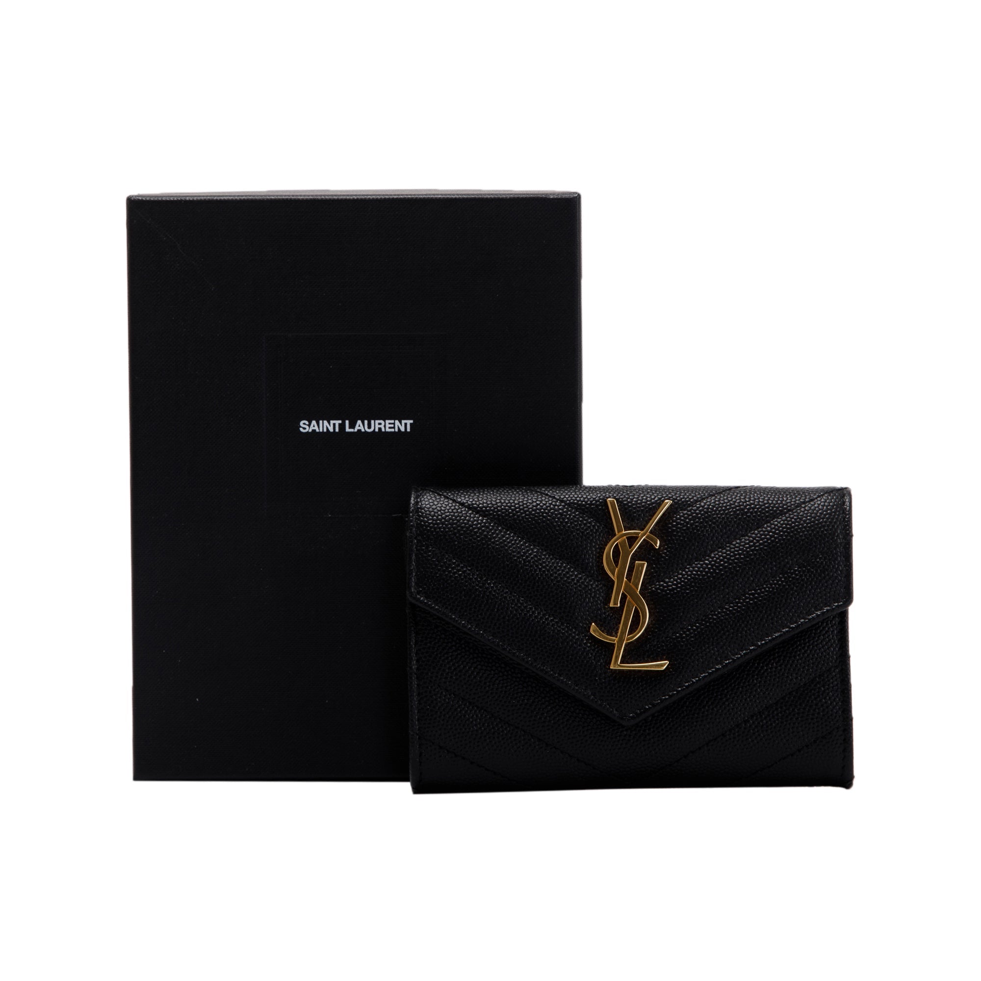 Saint Laurent 2021 Small Cassandre Matelasse Envelope Wallet w/ Box