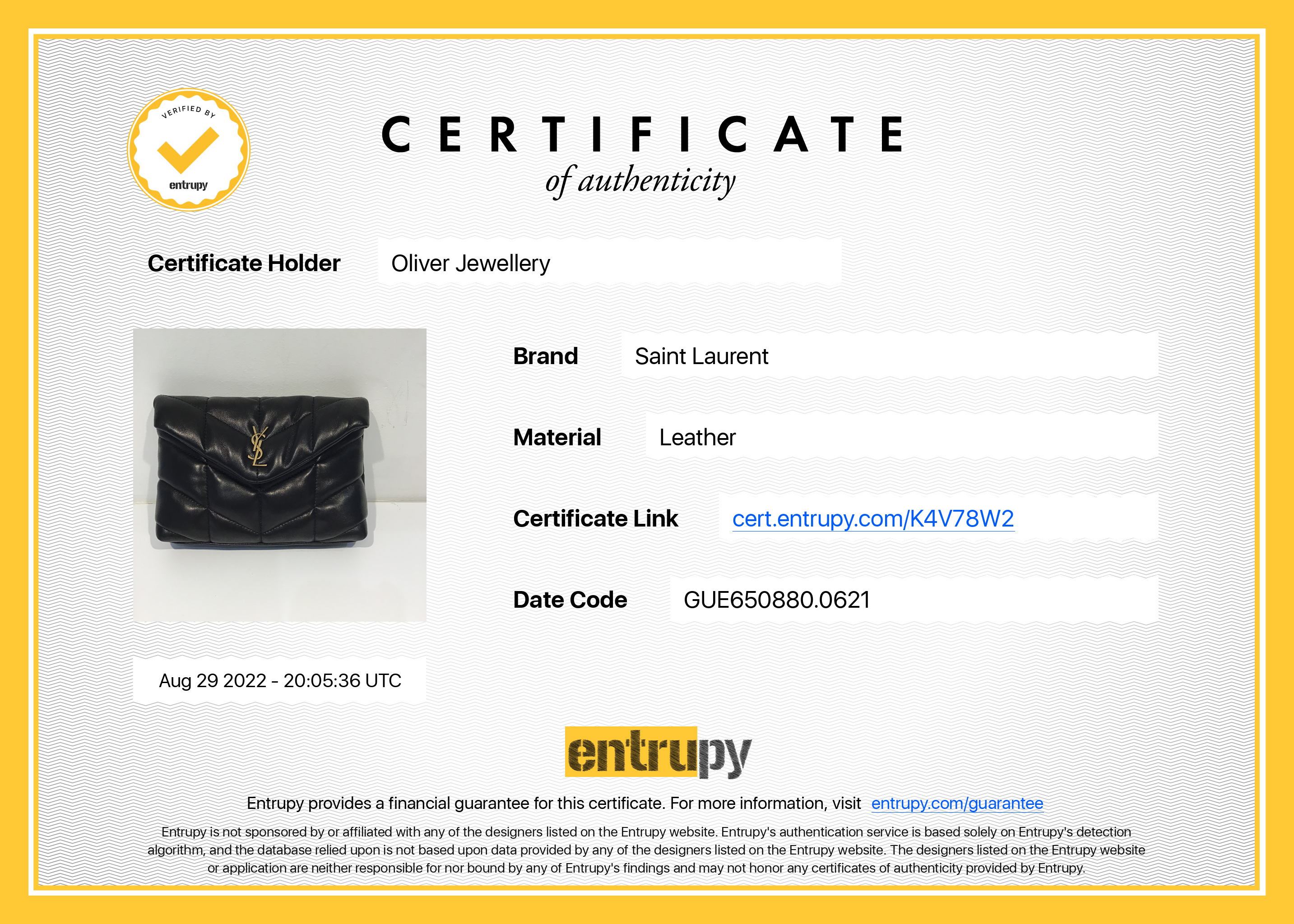 Saint Laurent 2021 Small Puffer Pouch w/ Box