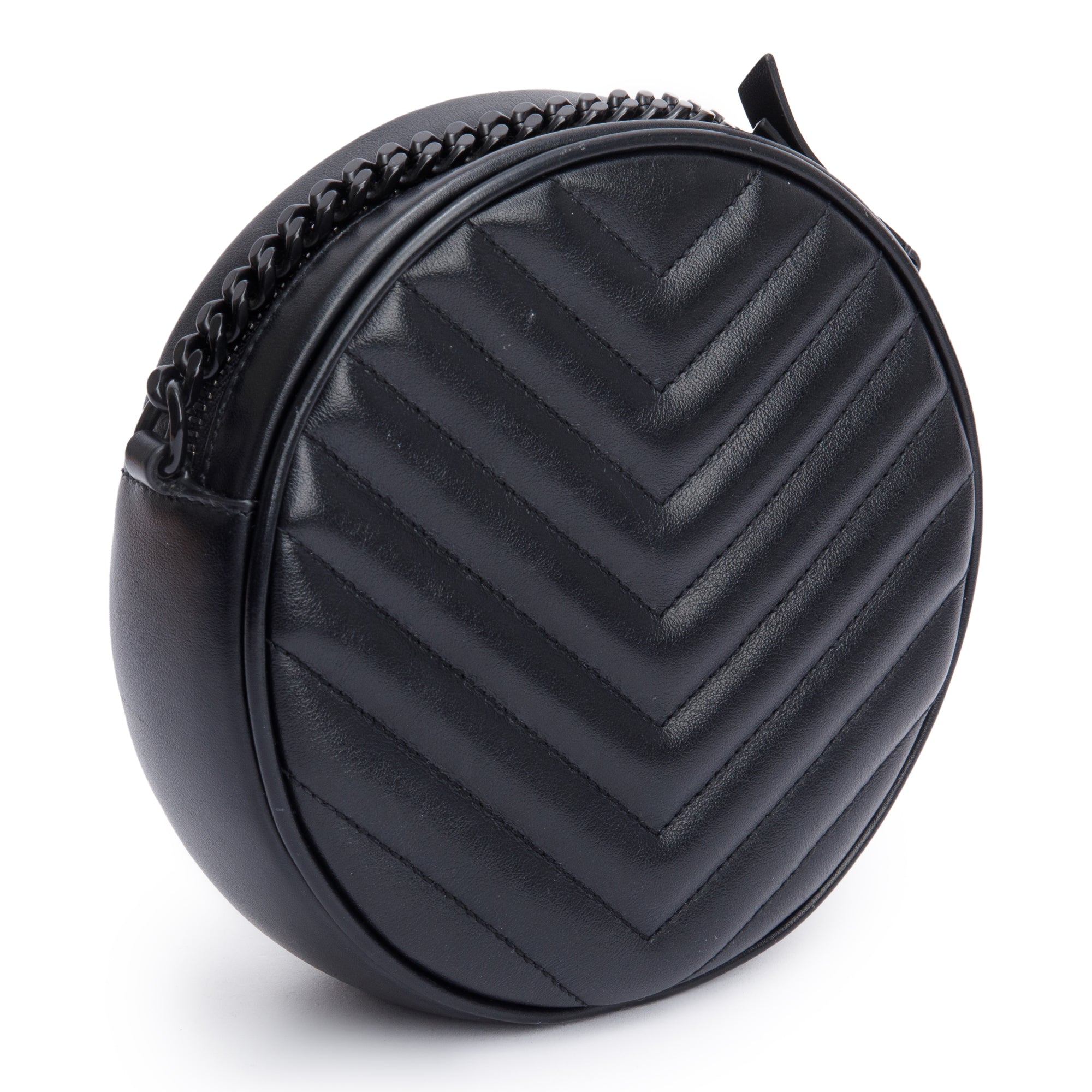 Saint Laurent 2021 So Black Quilted Leather Round Vinyle Camera Bag