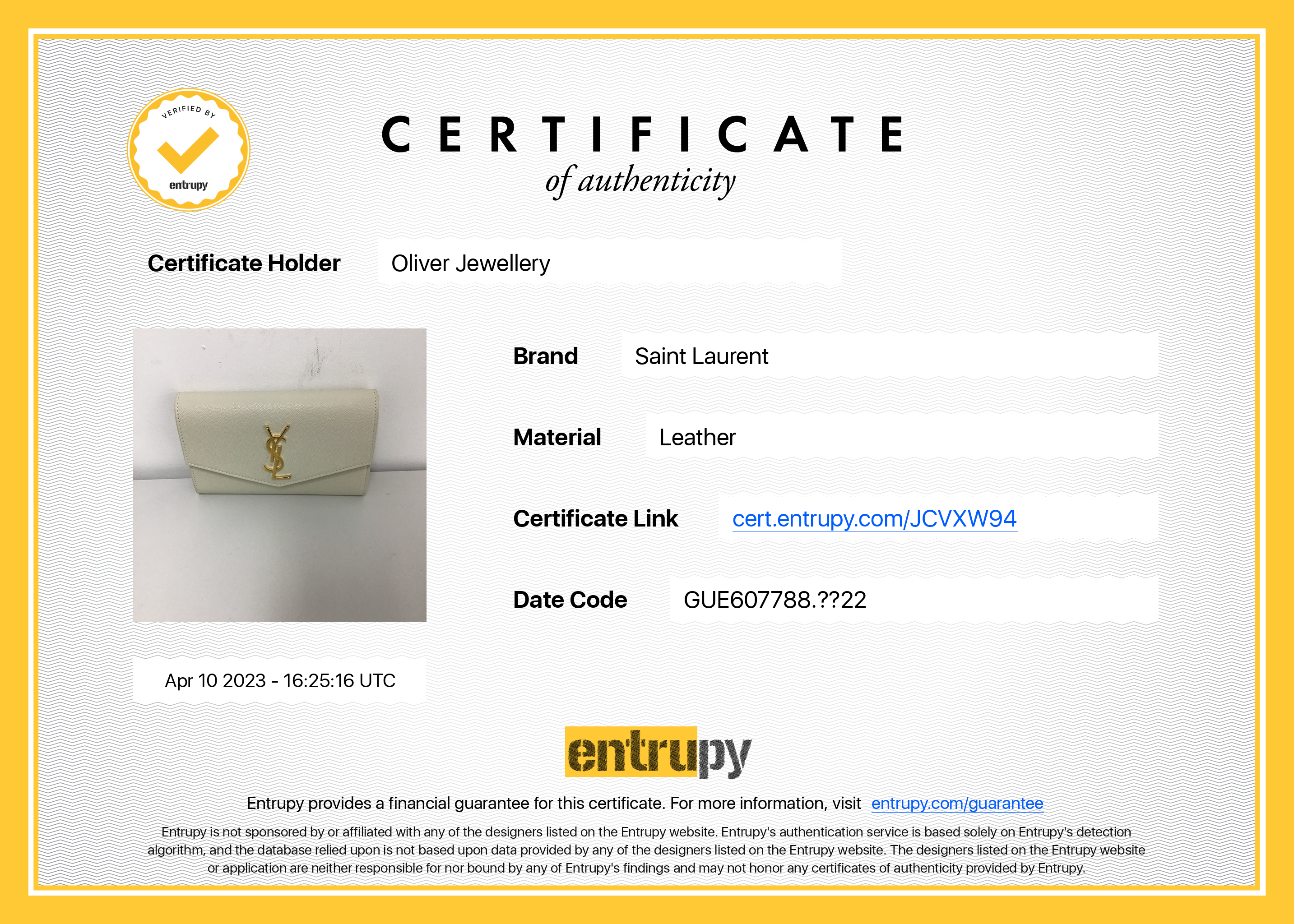 Saint Laurent 2021 Uptown Chain Wallet w/ Receipt