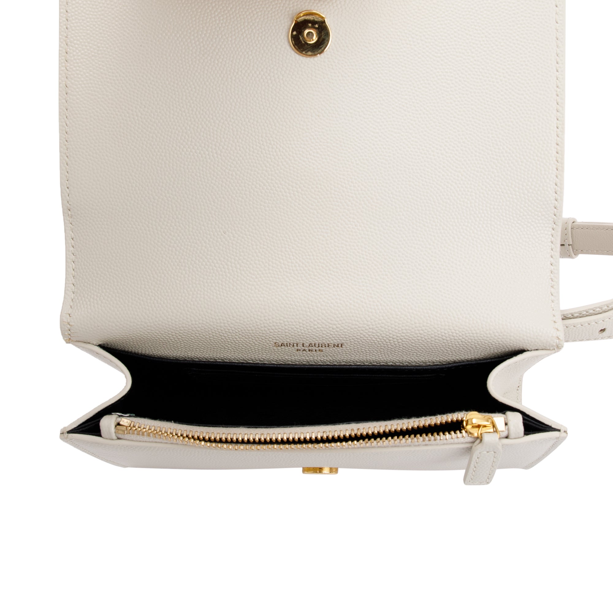 Saint Laurent 2021 White Calfskin Leather Kate Belt Bag