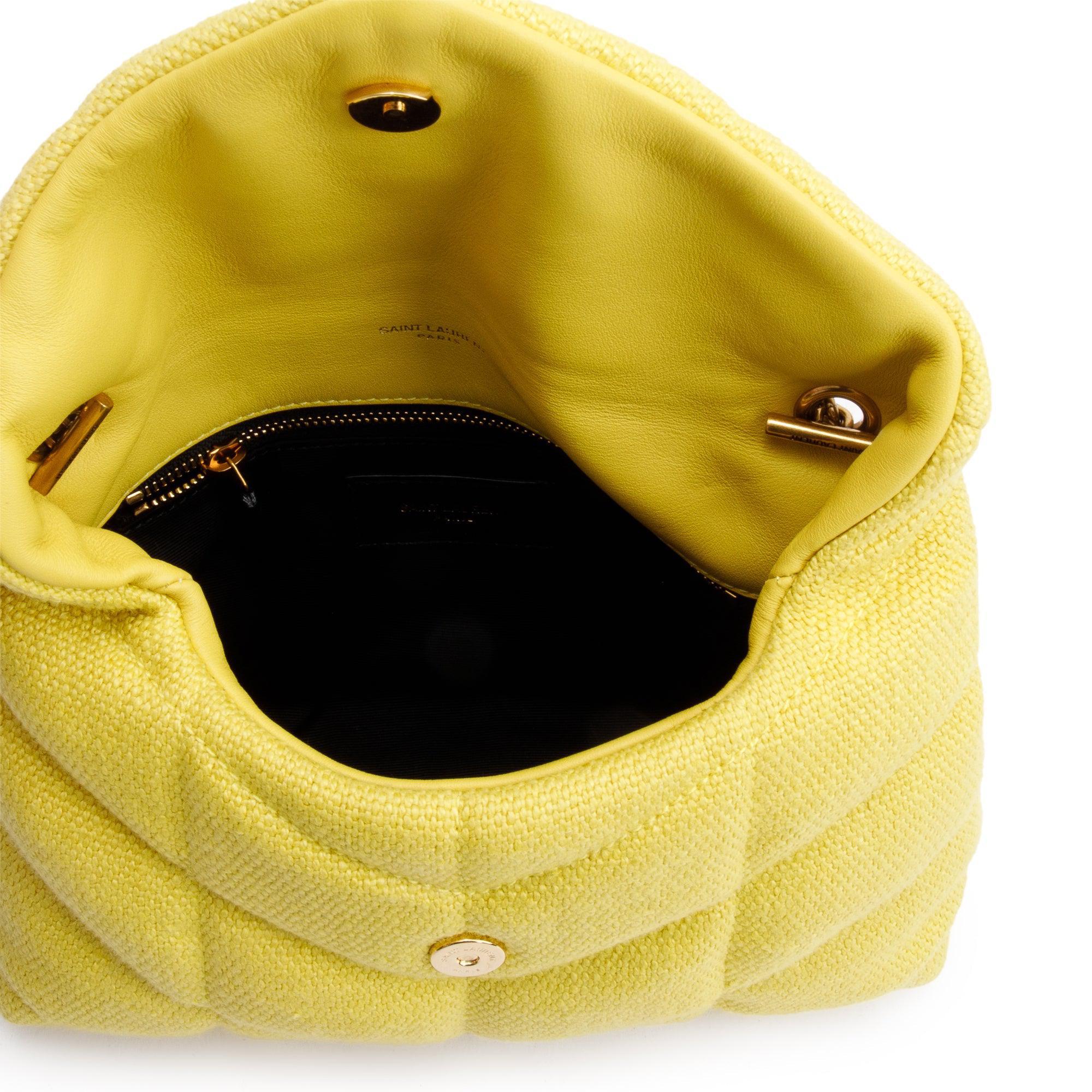 Saint Laurent 2021 Yellow Quilted Canvas Toy Puffer Loulou Shoulder Bags