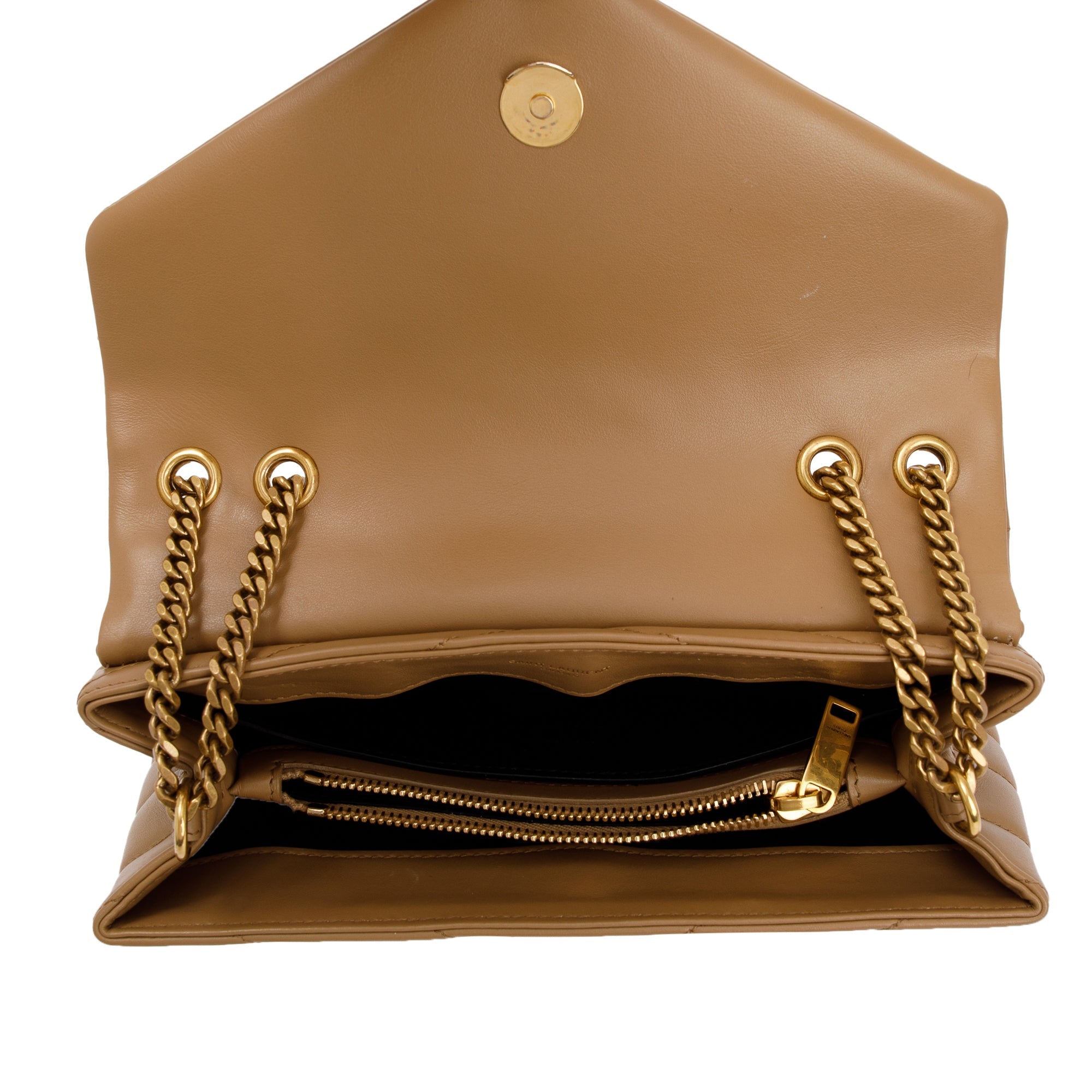 Saint Laurent 2022 Beige Calfskin Leather Small Loulou Chain Shoulder Bag