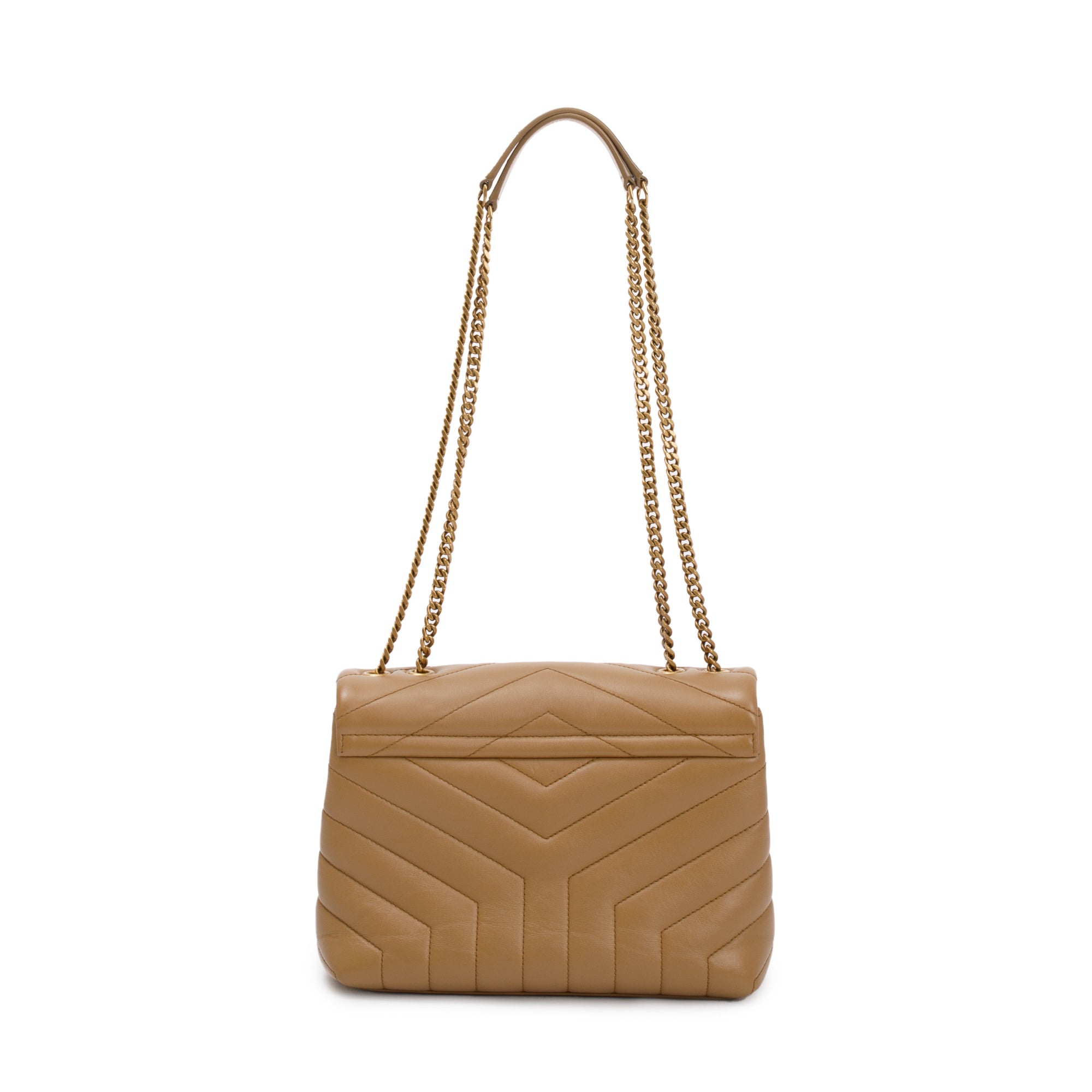 Saint Laurent 2022 Beige Calfskin Leather Small Loulou Chain Shoulder Bag