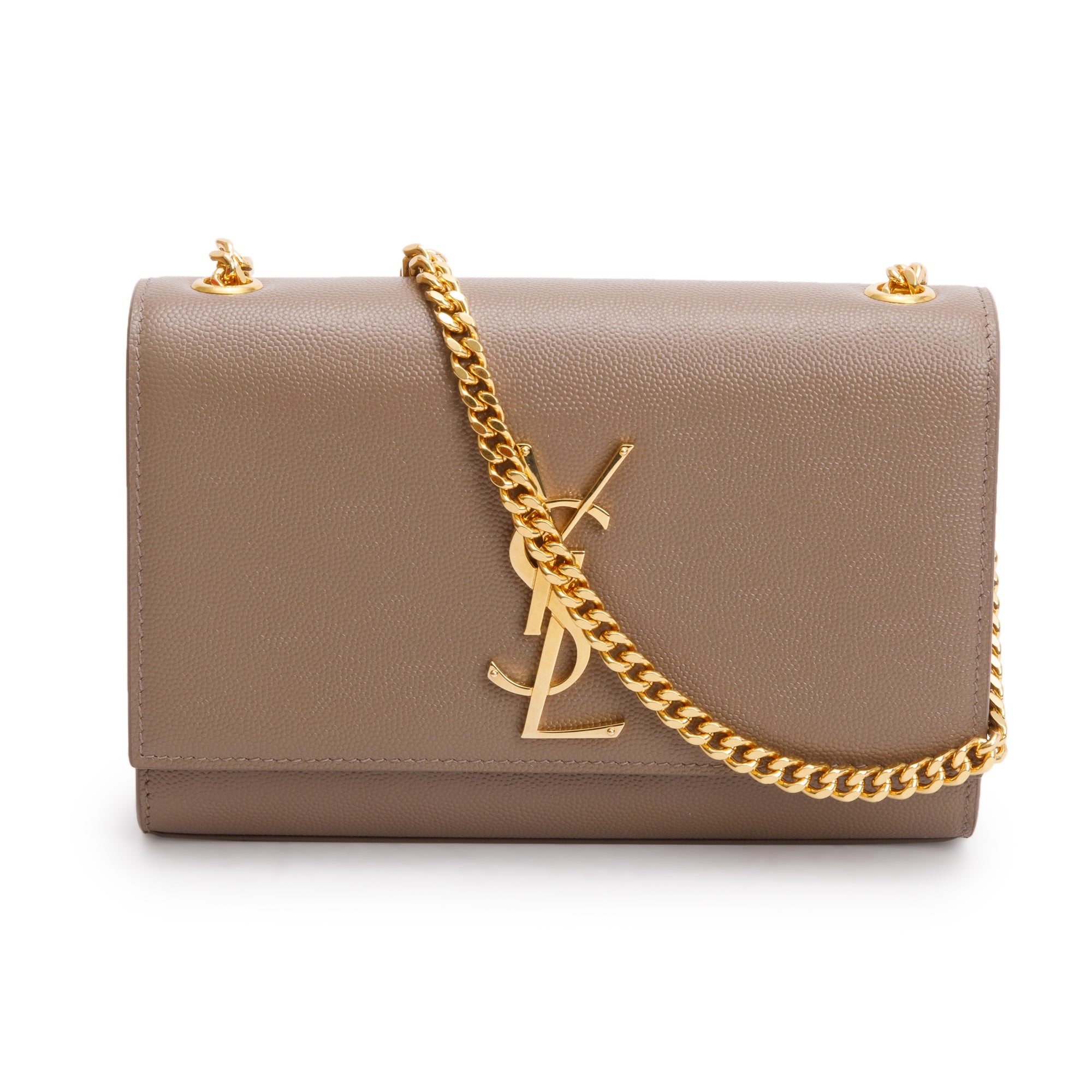 Saint Laurent 2022 Beige Grain De Poudre Leather Small Monogram Kate Bag w/ Box
