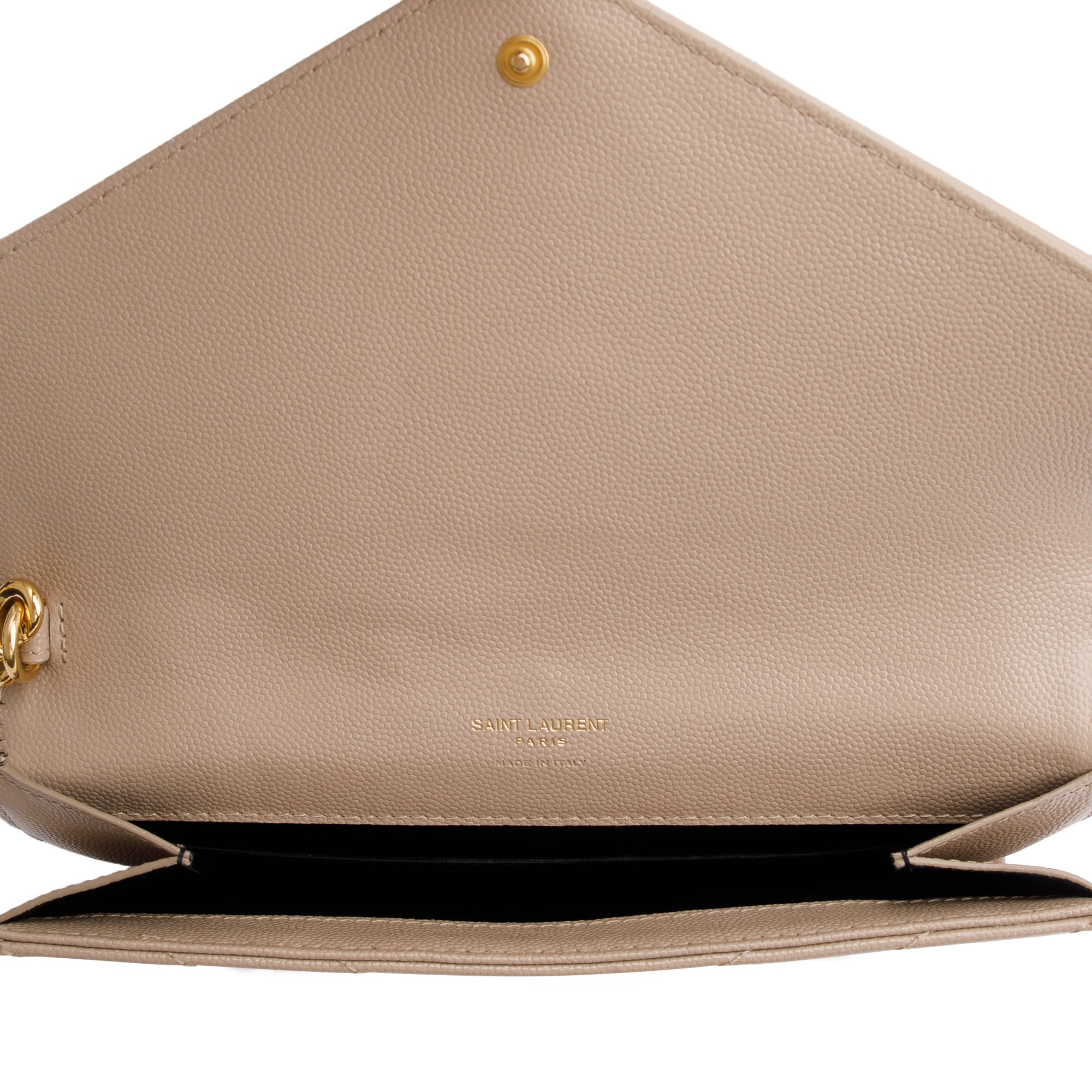 Saint Laurent 2022 Beige Grain De Poudre Matelasse Cassandre Flap Pouch w/ Strap