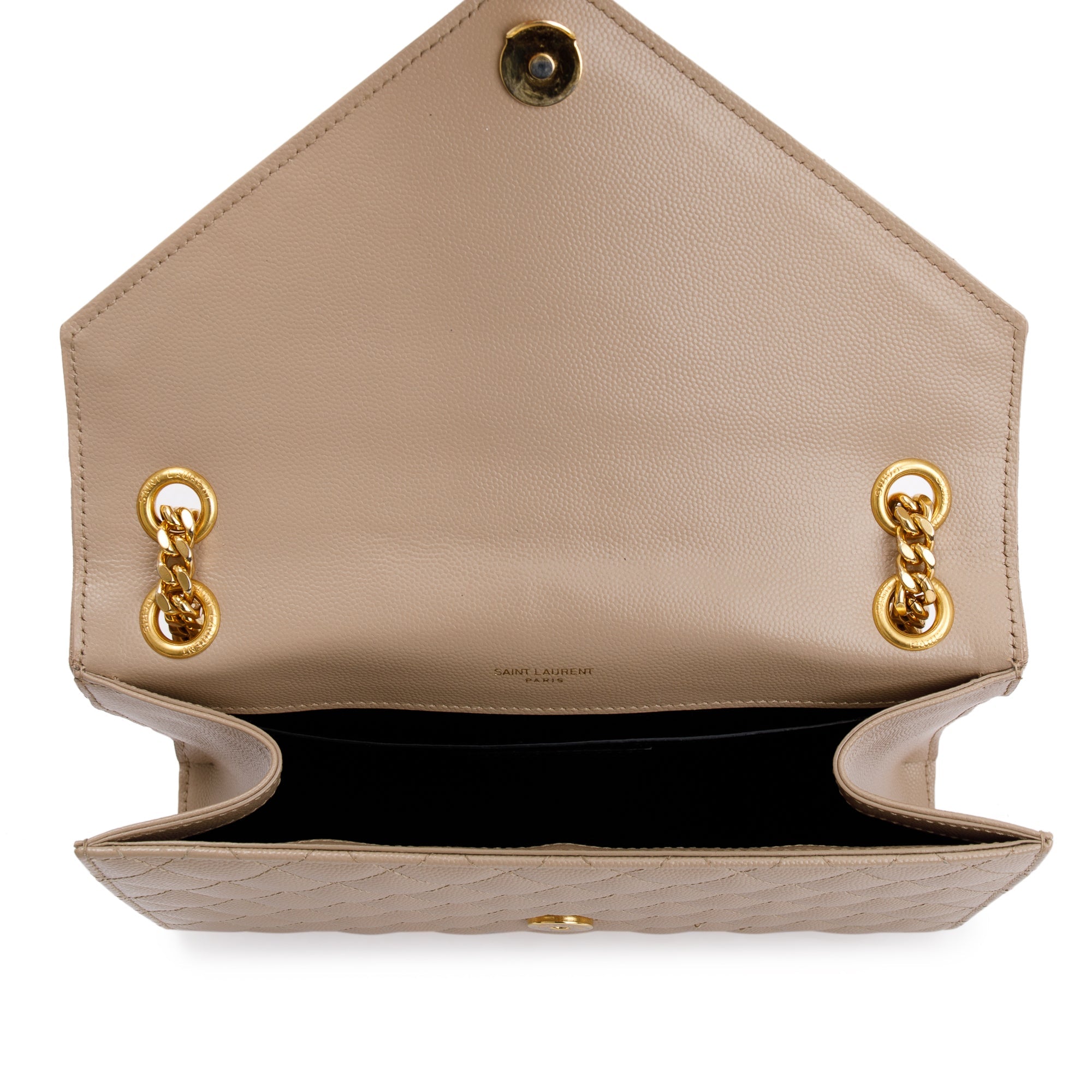 Saint Laurent 2022 Beige Grained De Poudre Medium Envelope Shoulder Bag