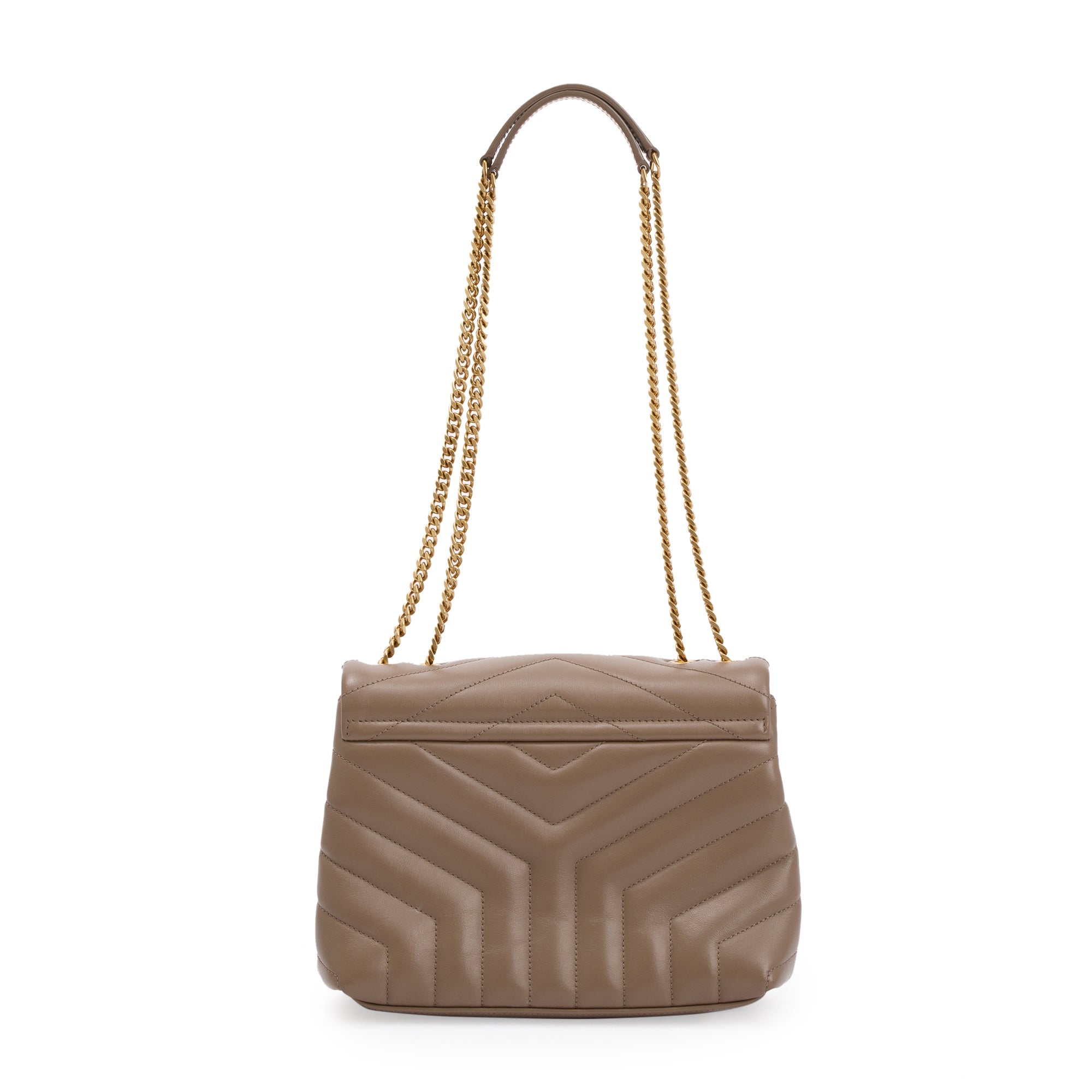 Saint Laurent 2022 Beige Leather Small Loulou Chain Shoulder Bag