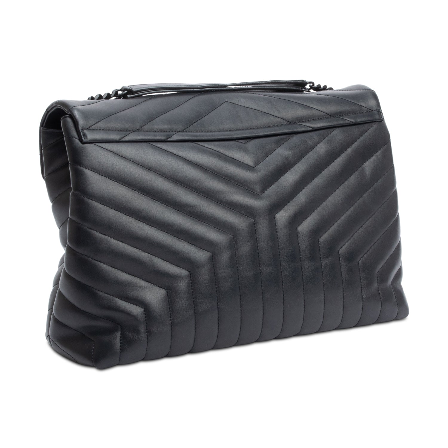 Saint Laurent 2022 Black Calfskin Leather Large Loulou Shoulder Bag