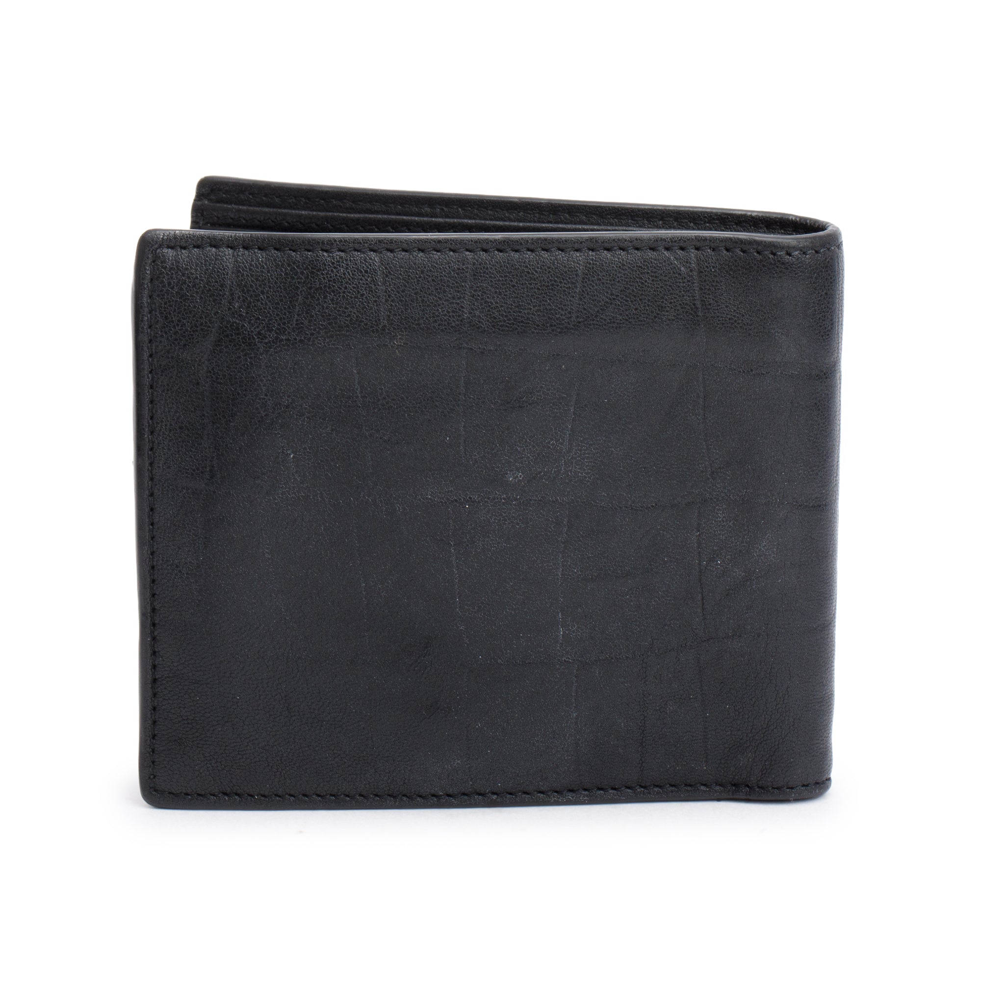 Saint Laurent 2022 Black Croc Embossed Leather Cassandre Bi-fold Wallet