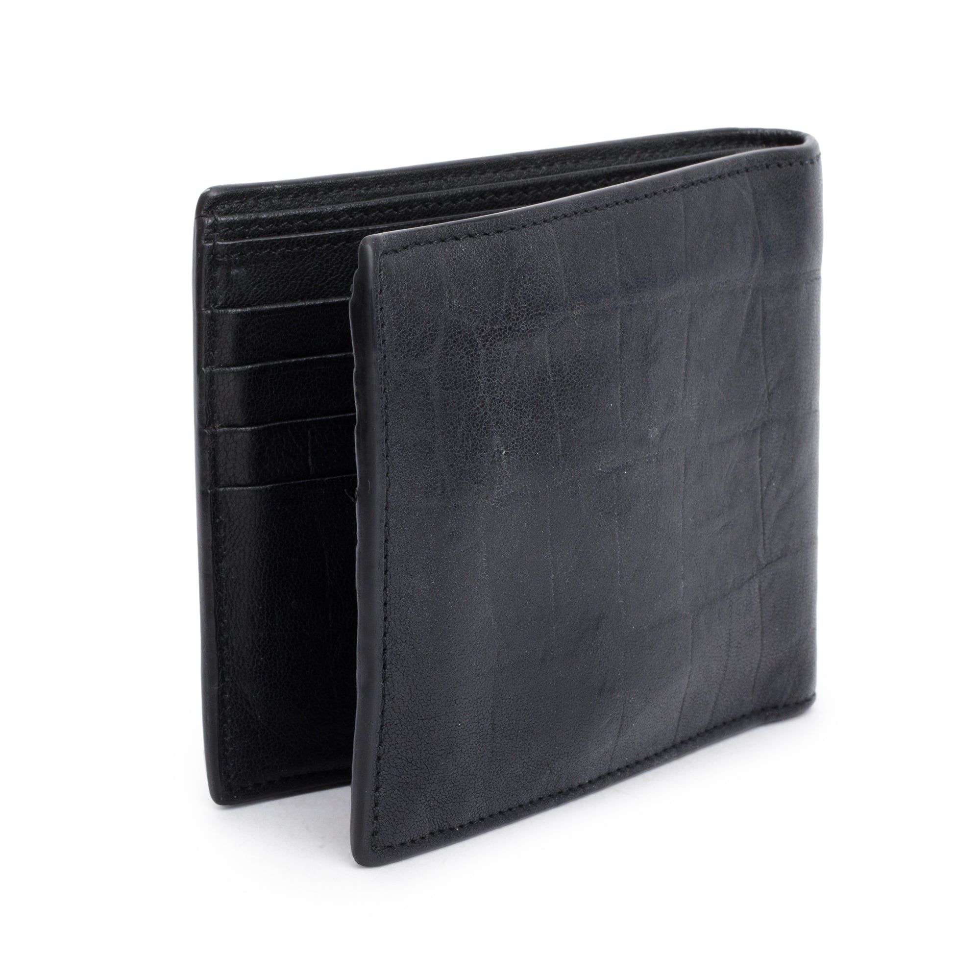 Saint Laurent 2022 Black Croc Embossed Leather Cassandre Bi-fold Wallet