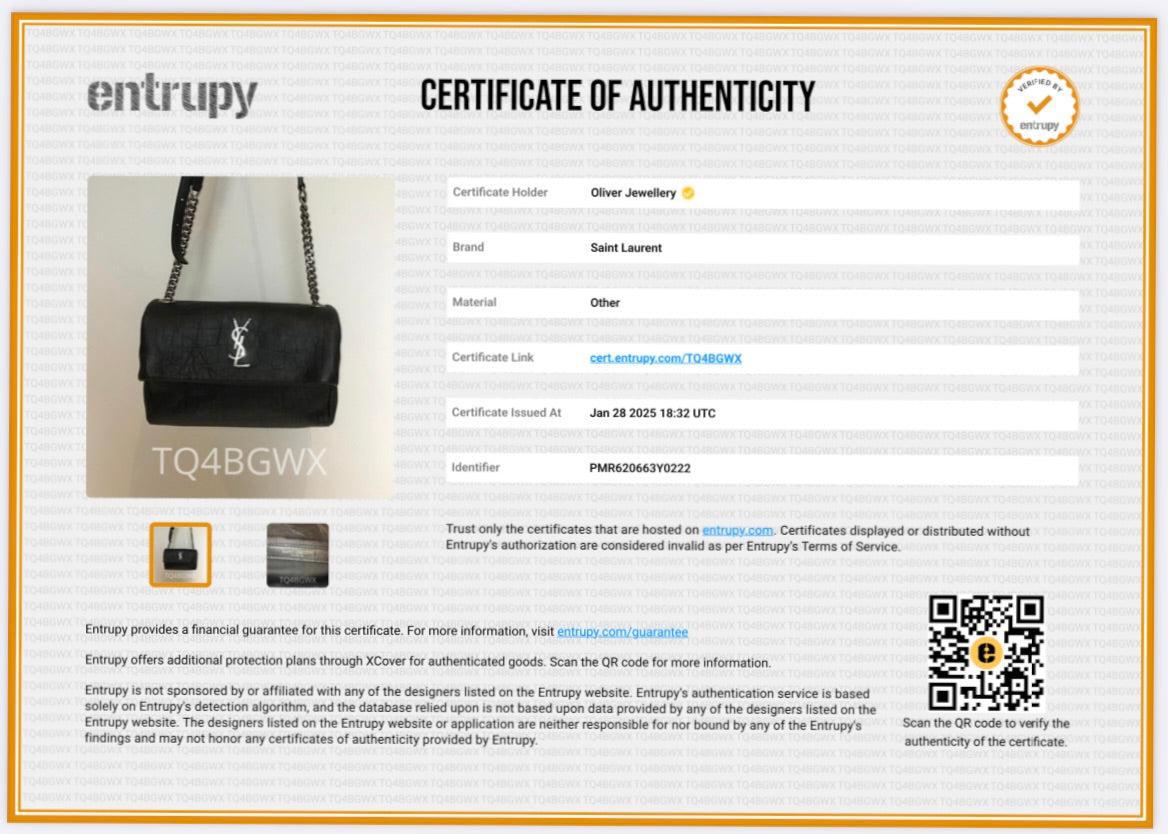 Saint Laurent 2022 Black Crocodile Embossed Calfskin Leather Medium Monogram West Hollywood Fold-Over Bag