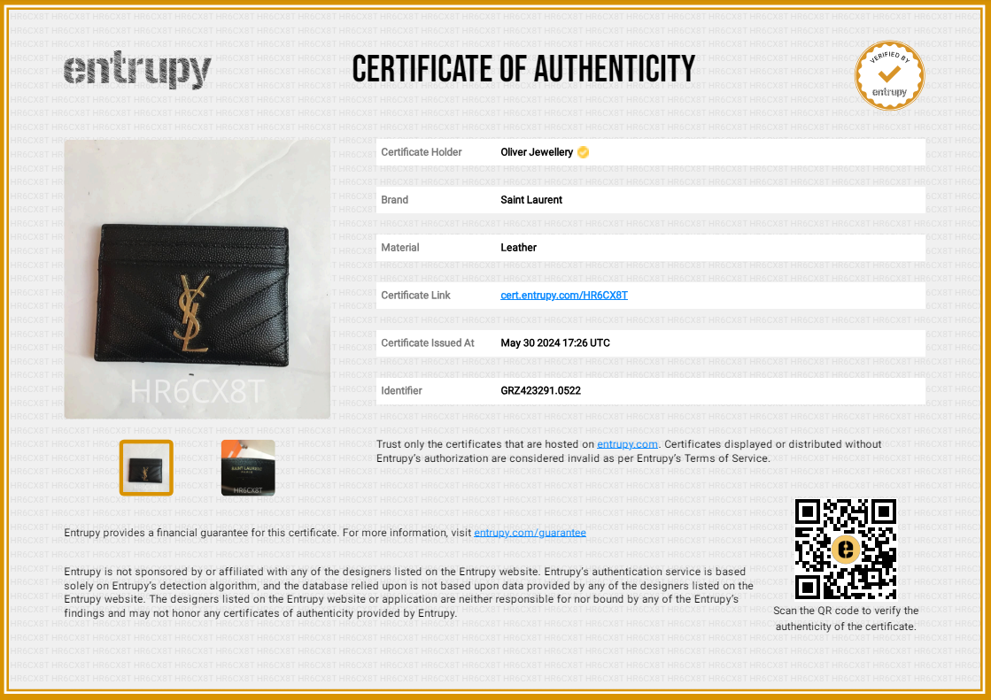 Saint Laurent 2022 Black Grain De Poudre Leather Cassandre Matelasse Card Case w/ Box & Receipt