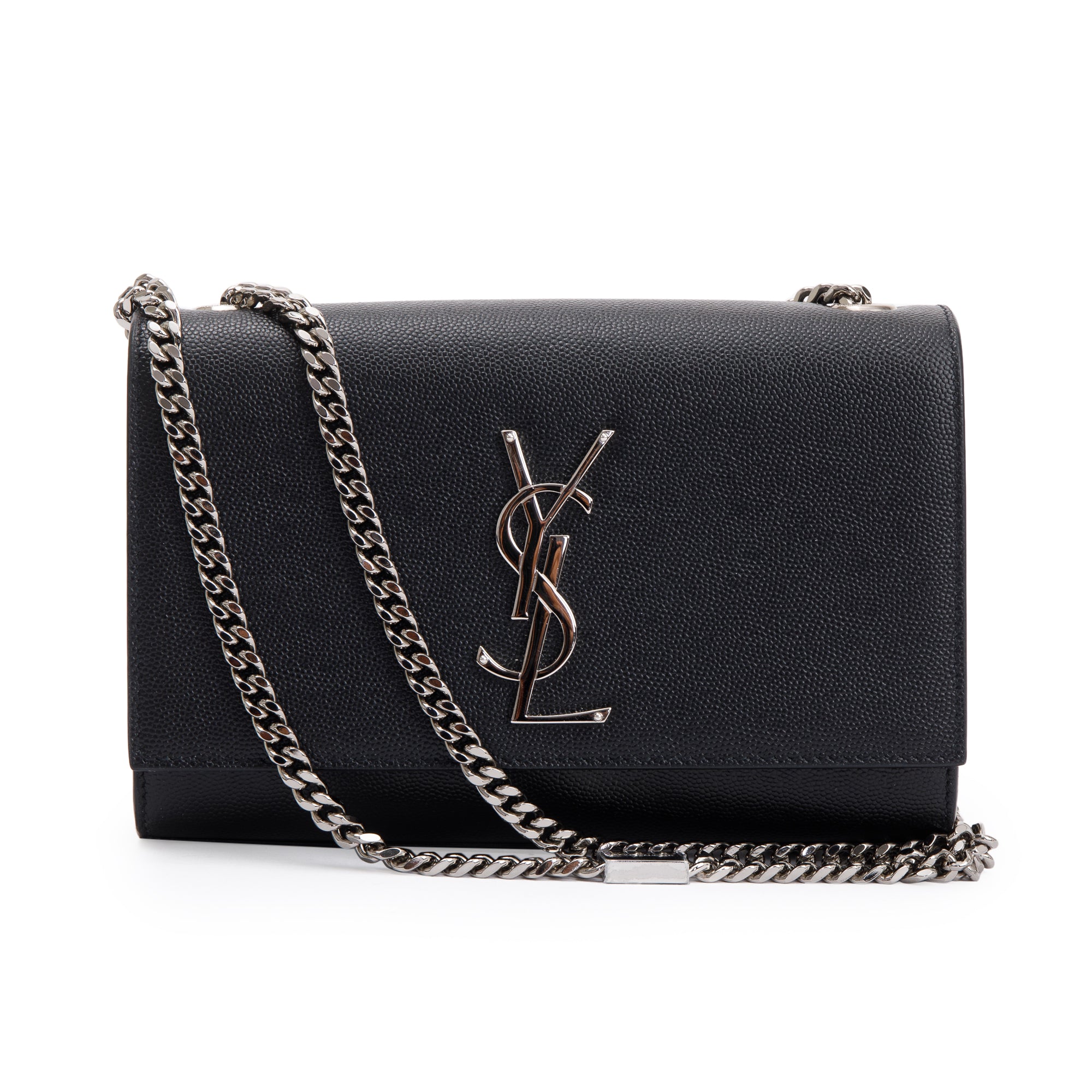 Saint Laurent 2022 Black Grain De Poudre Leather Small Kate Bag w/ Box