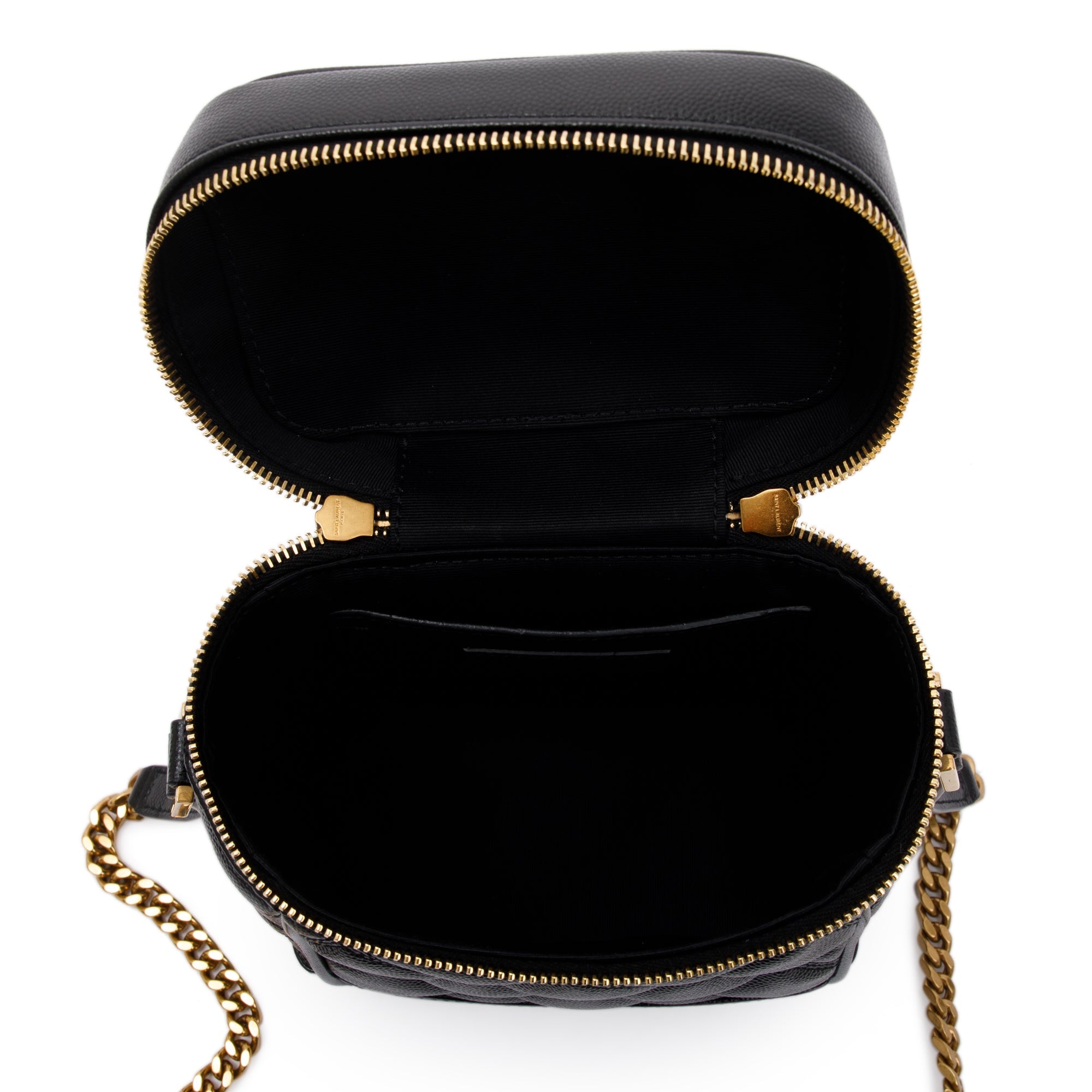 Saint Laurent 2022 Black Grain de Poudre Leather 80's Vanity Bag w/ Box