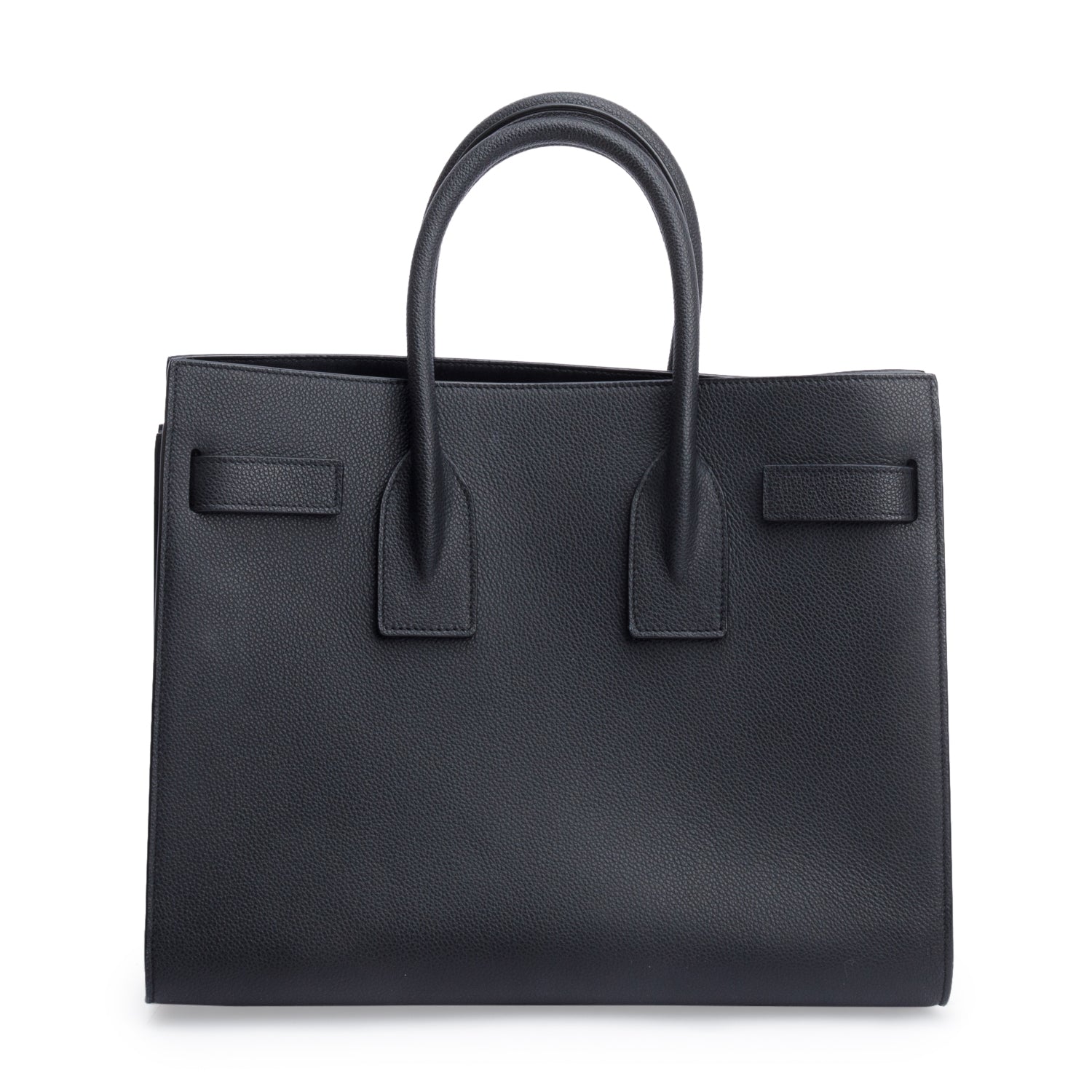 Saint Laurent 2022 Black Grained Calfskin Leather Small Sac De Jour w/ Strap