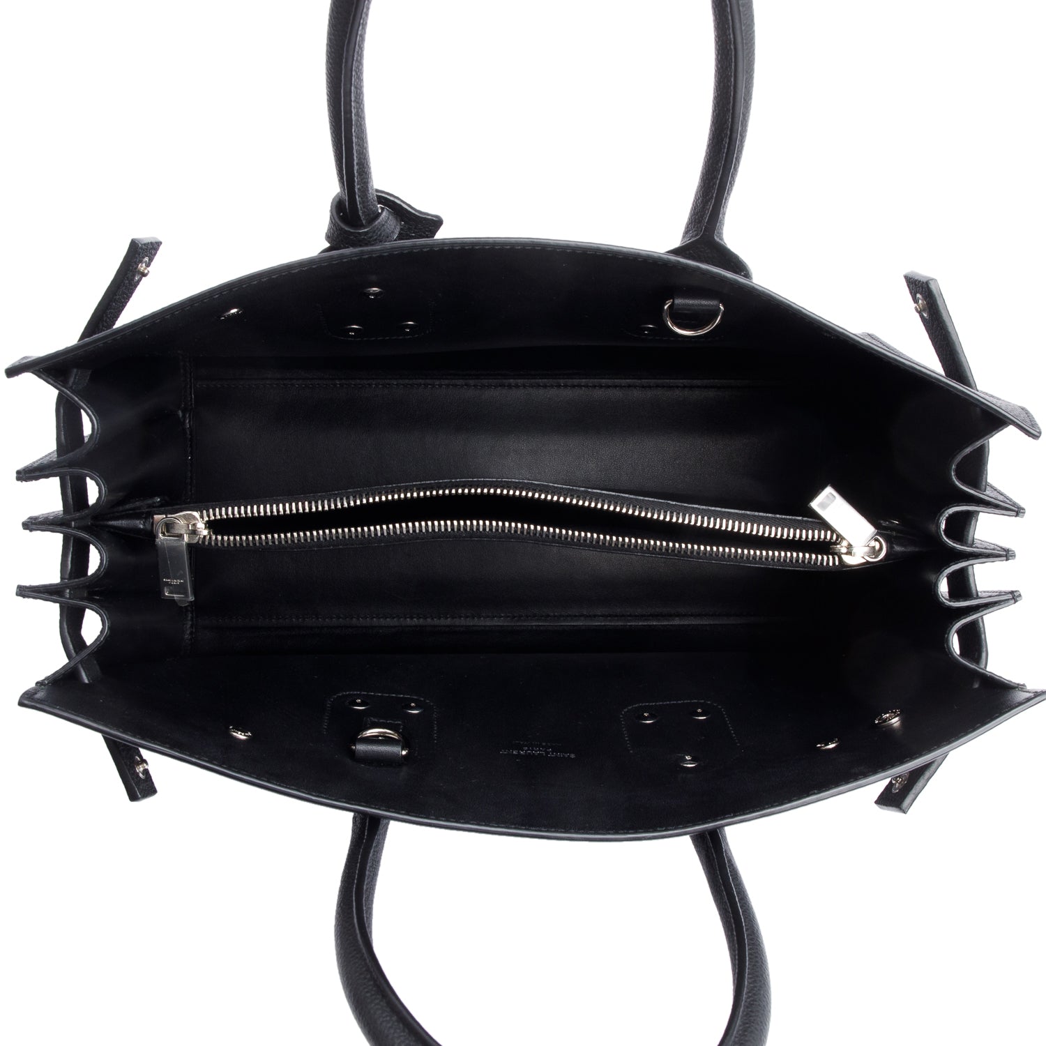 Saint Laurent 2022 Black Grained Calfskin Leather Small Sac De Jour w/ Strap