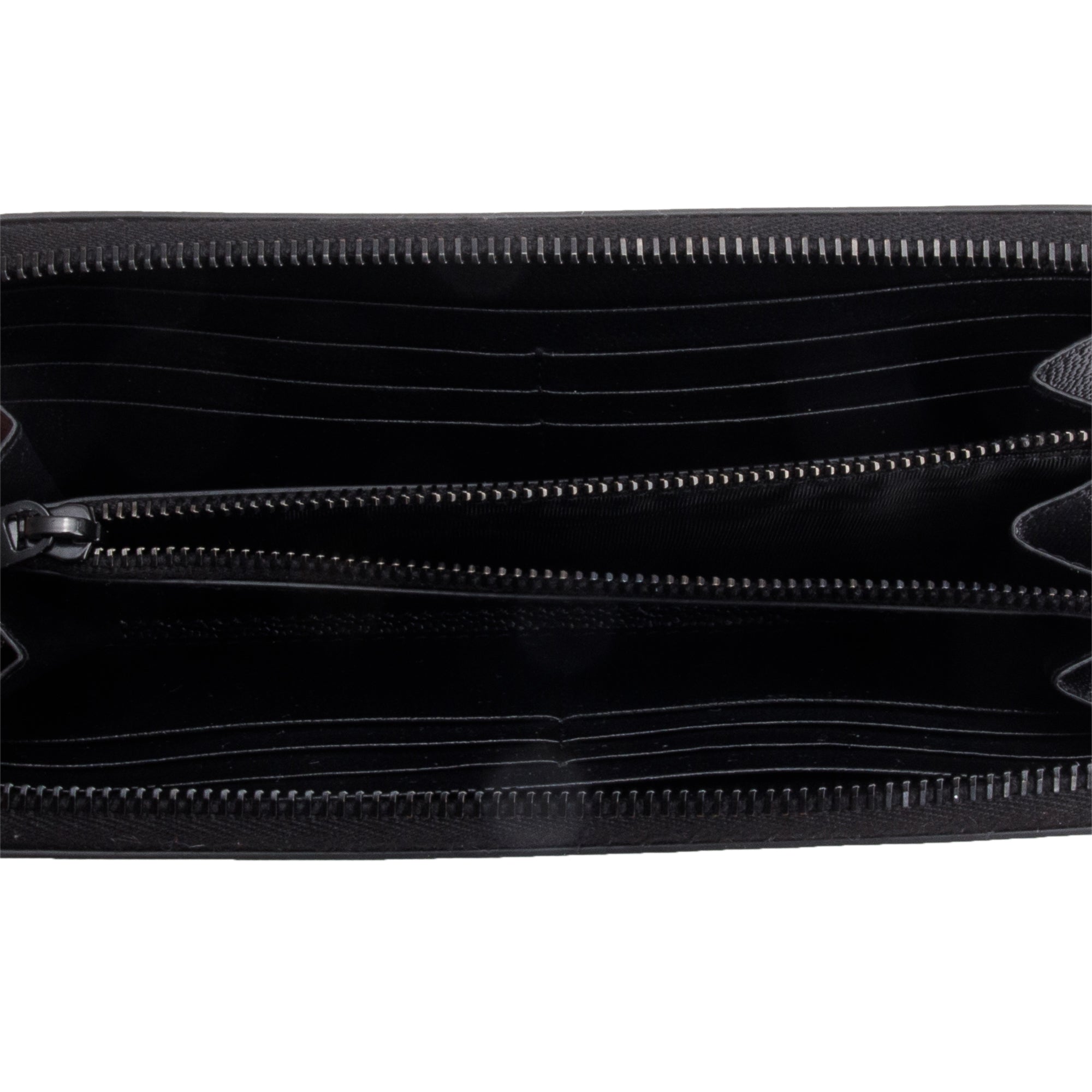 Saint Laurent 2022 Black Grained De Poudre Cassandre Zip Around Wallet w/ Box