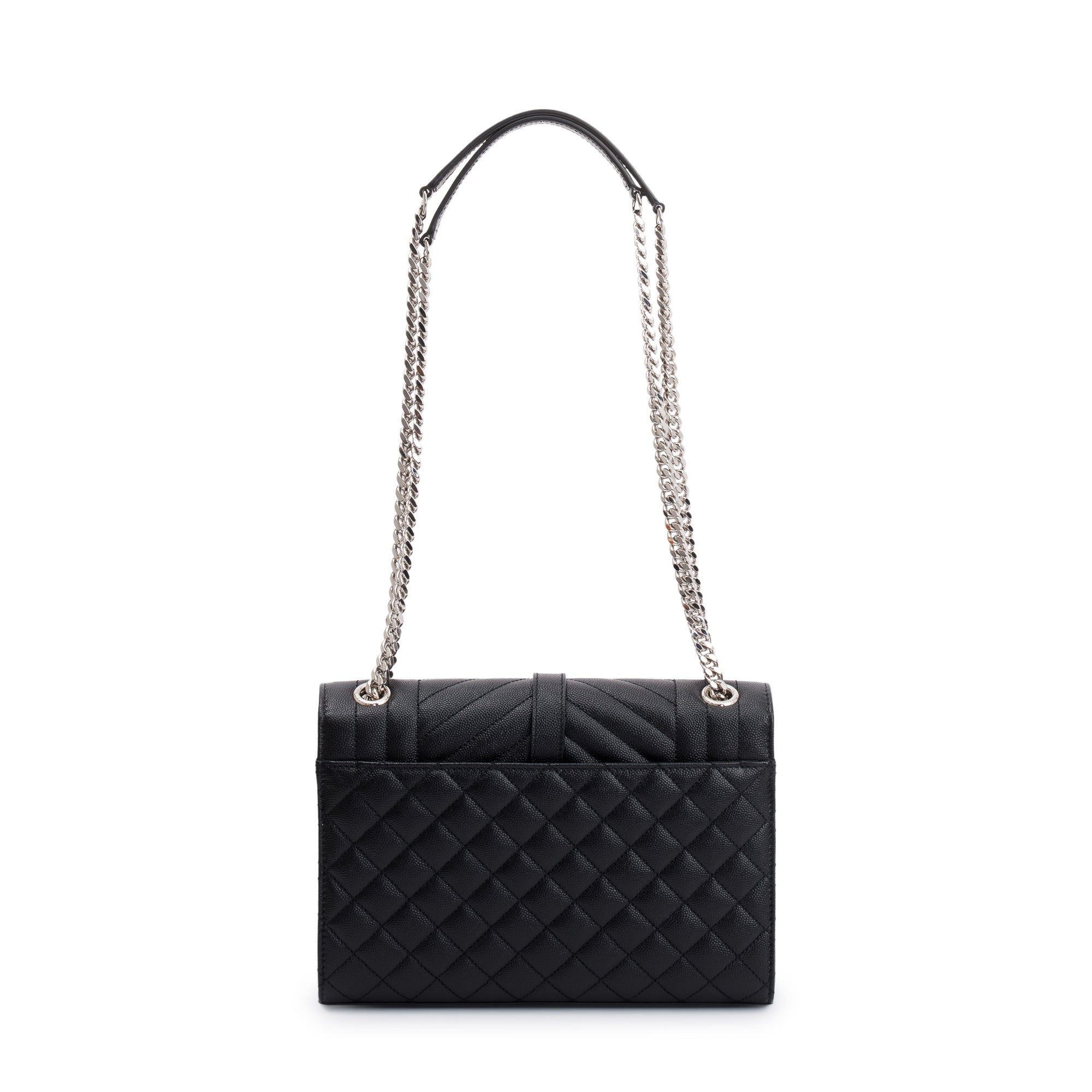 Saint Laurent 2022 Black Grained De Poudre Medium Envelope Shoulder Bag w/ Box & Receipt