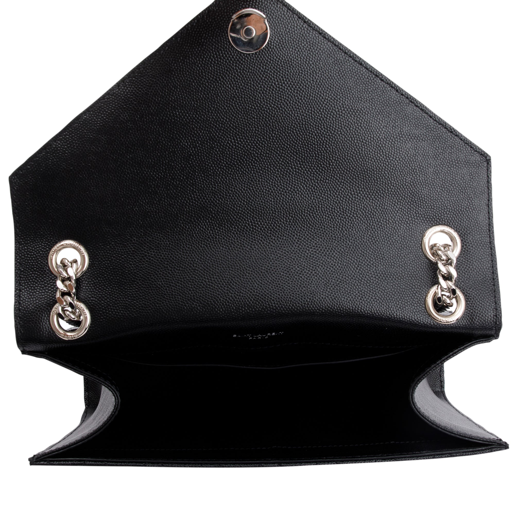 Saint Laurent 2022 Black Grained De Poudre Medium Envelope Shoulder Bag w/ Box & Receipt