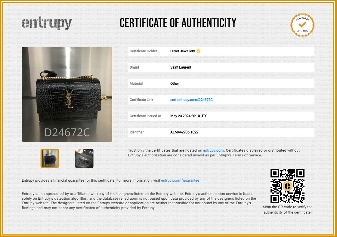 Saint Laurent 2022 Black Medium Crocodile Embossed Sunset Bag w/ Box