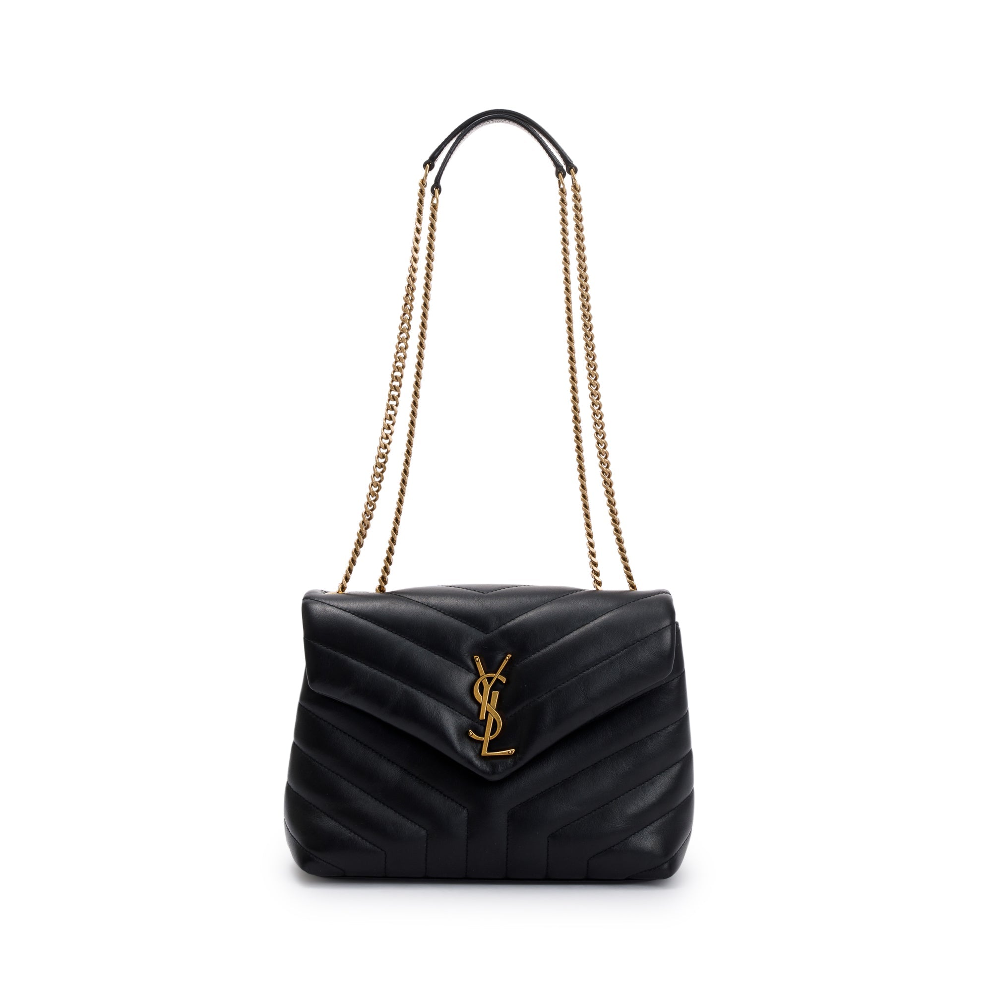 Saint Laurent 2022 Black Quilted Calfskin Leather Small Loulou Shoulder Bag w/ Box