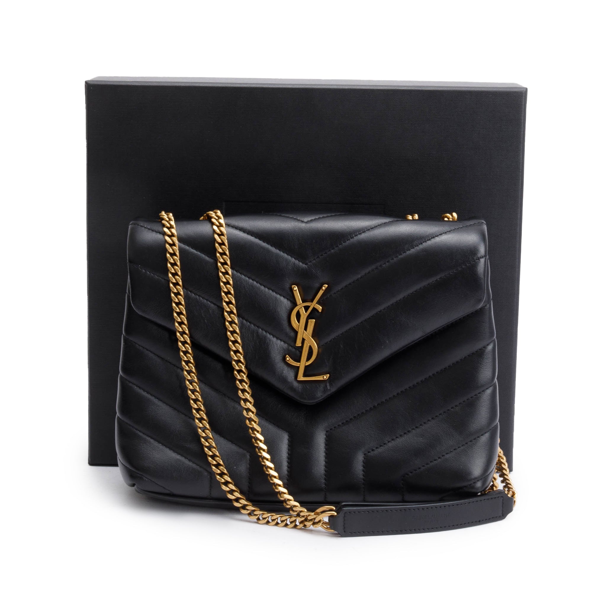 Saint Laurent 2022 Black Quilted Leather Small Loulou Shoulder Bag w/ Box