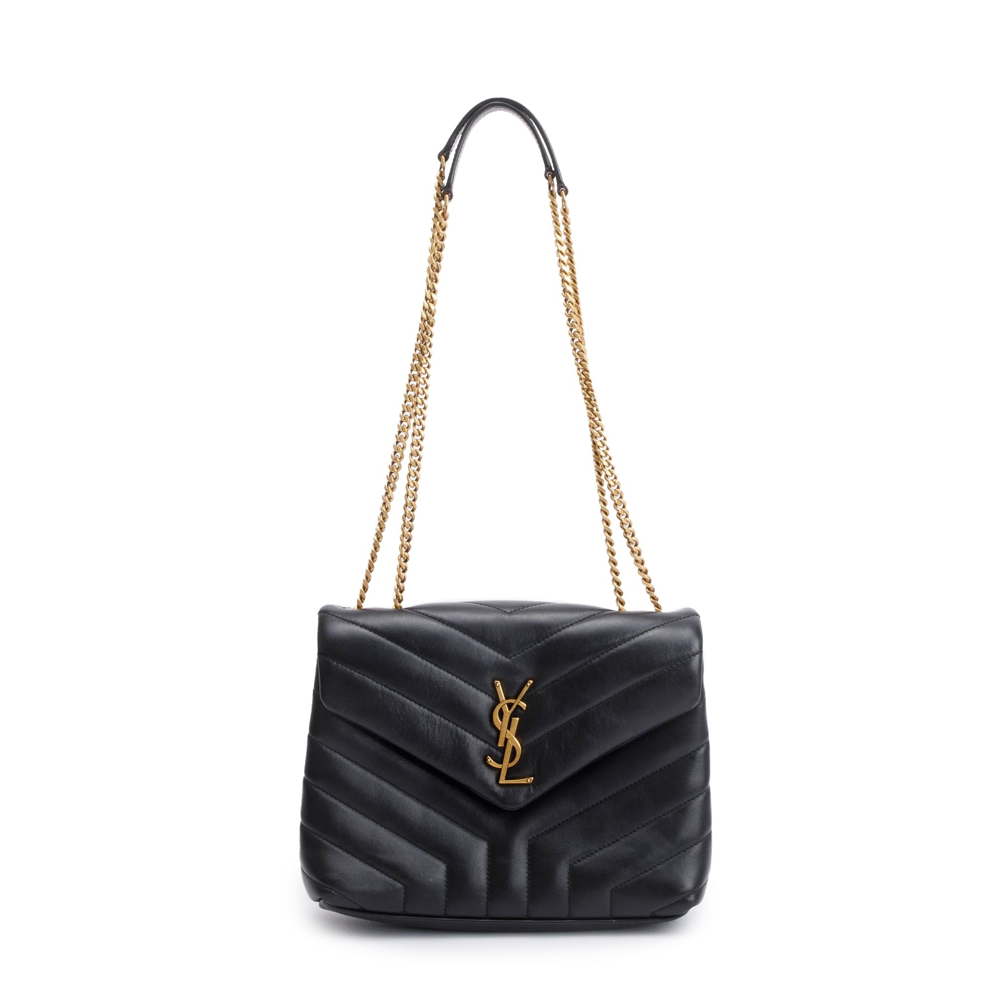 Saint Laurent 2022 Black Quilted Leather Small Loulou Shoulder Bag w/ Box