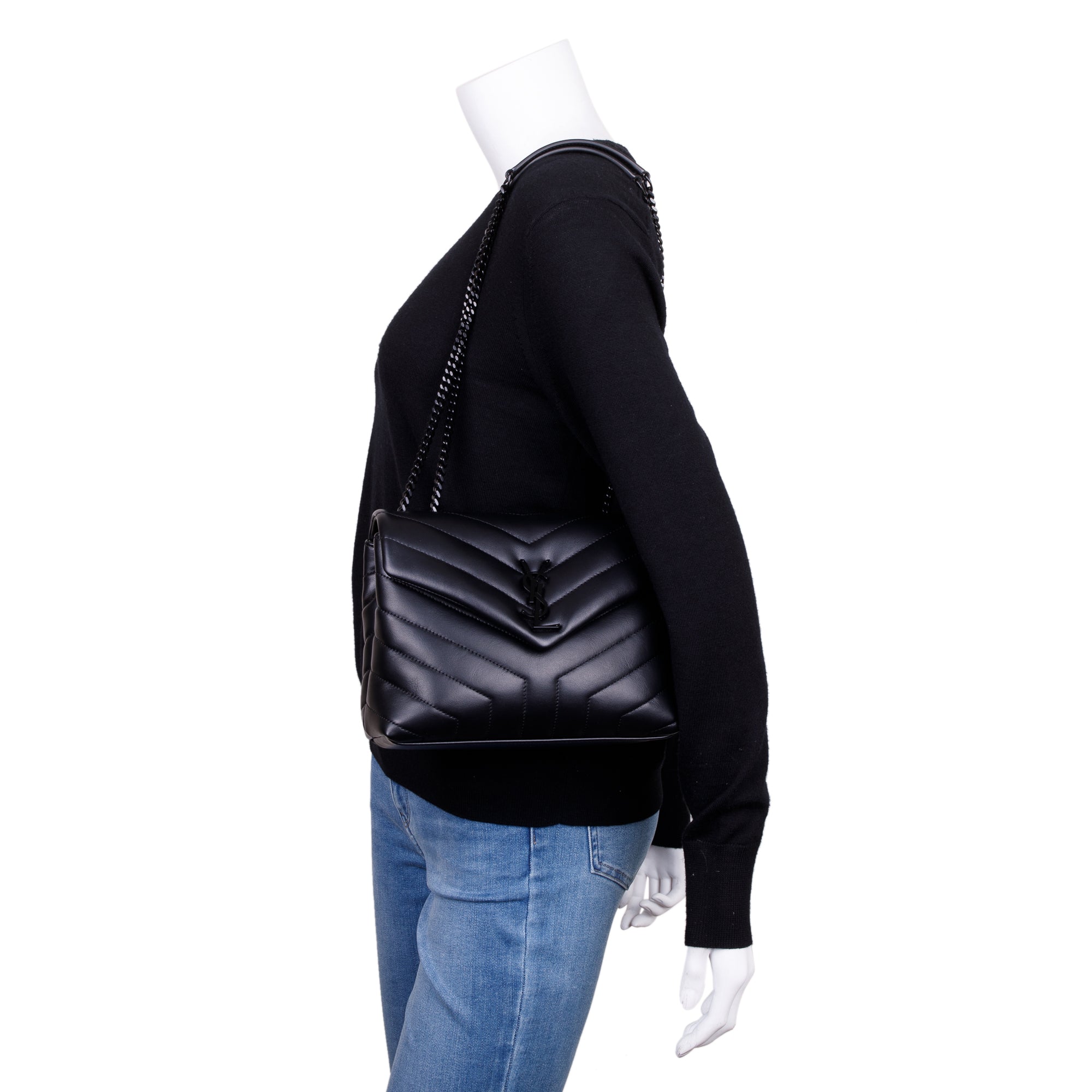 Saint Laurent 2022 Black Quilted "Y" Leather Small Loulou Shoulder Bag