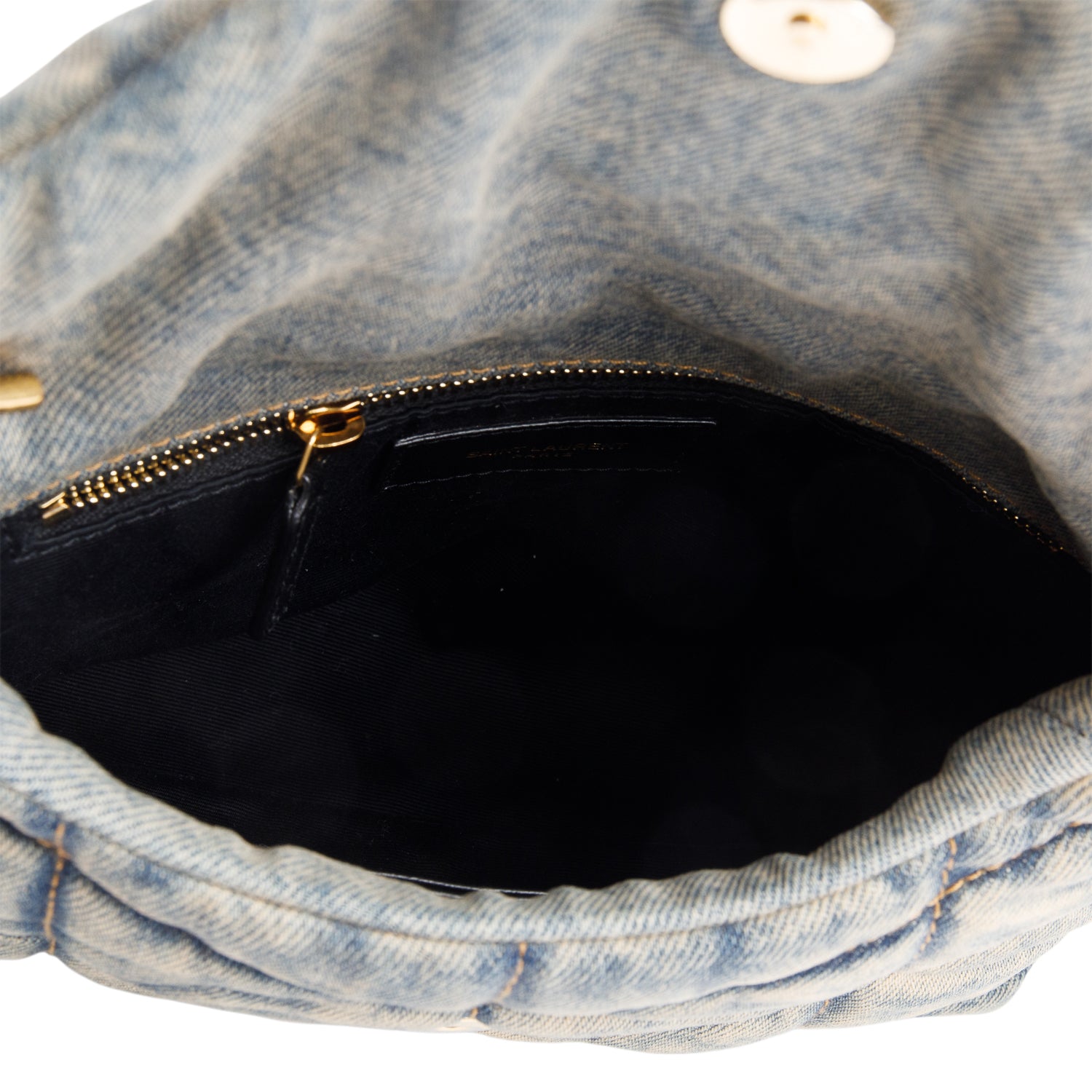 Saint Laurent 2022 Blue Denim Toy Puffer Loulou Shoulder Bag