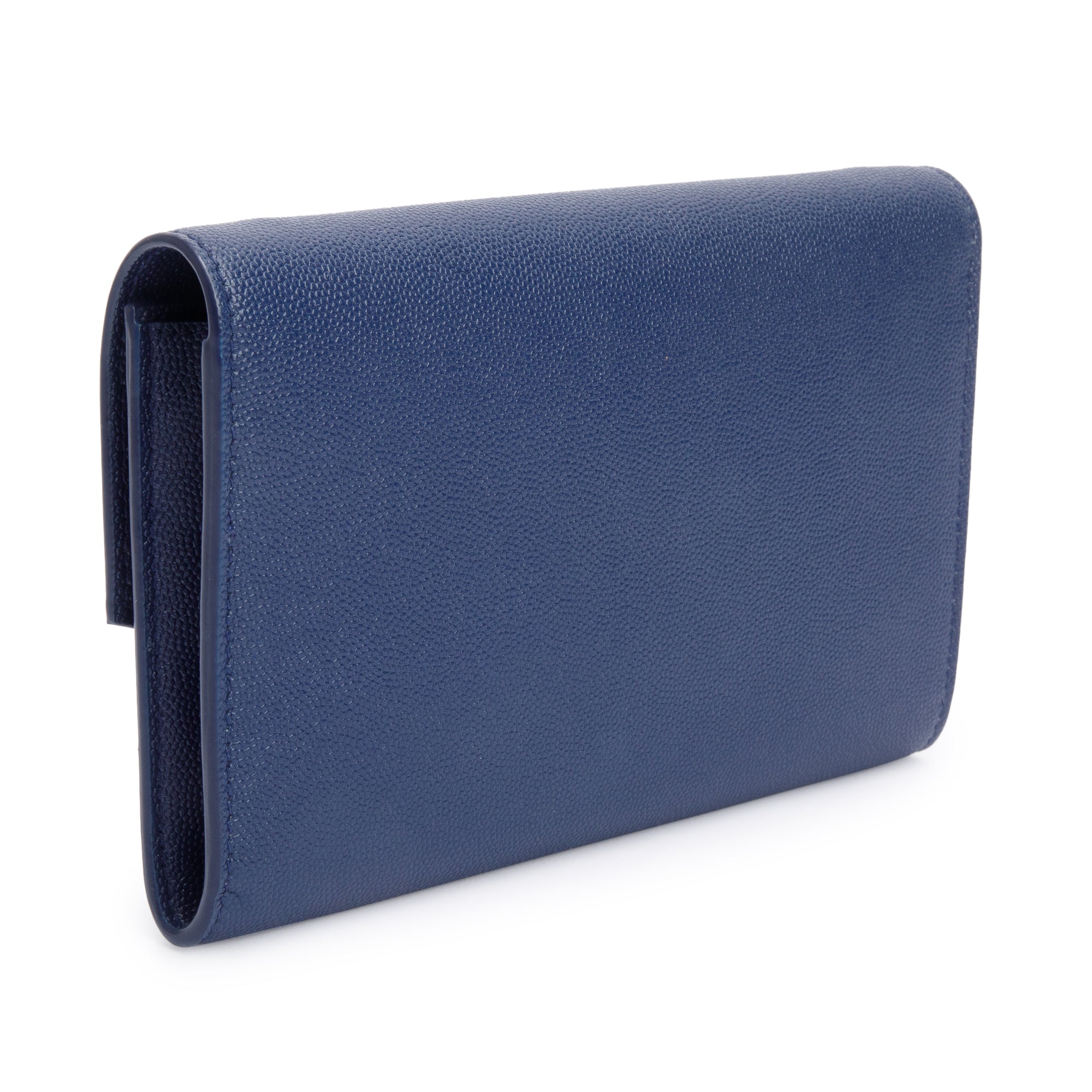 Saint Laurent 2022 Blue Grain De Poudre Leather Uptown Chain Wallet w/ Box