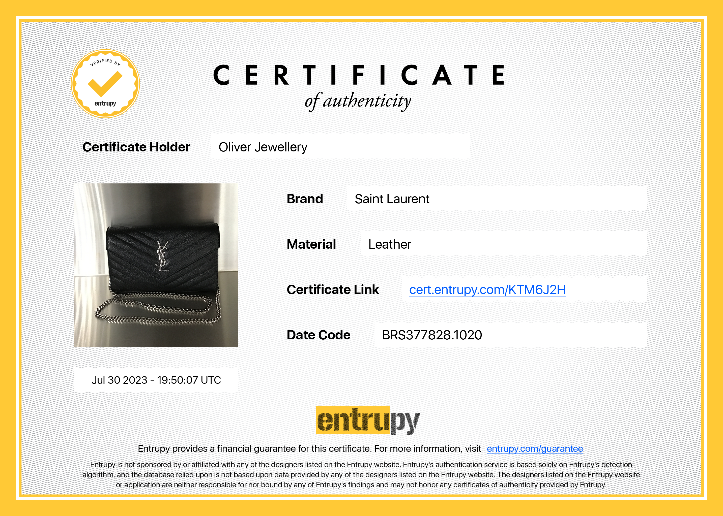 Saint Laurent 2022 Cassandre Matelasse Chain Wallet