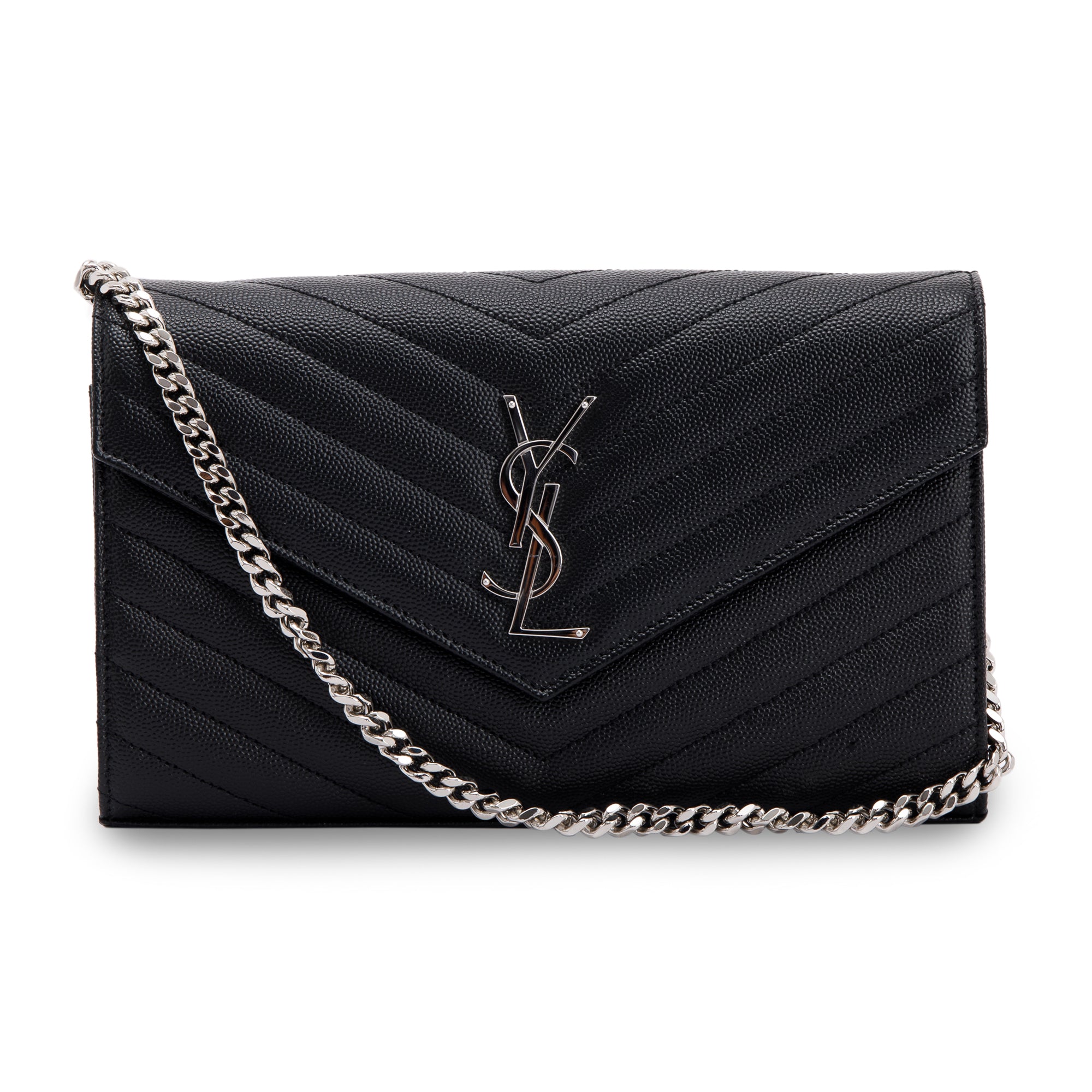 Saint Laurent 2022 Cassandre Matelasse Chain Wallet w/ Box