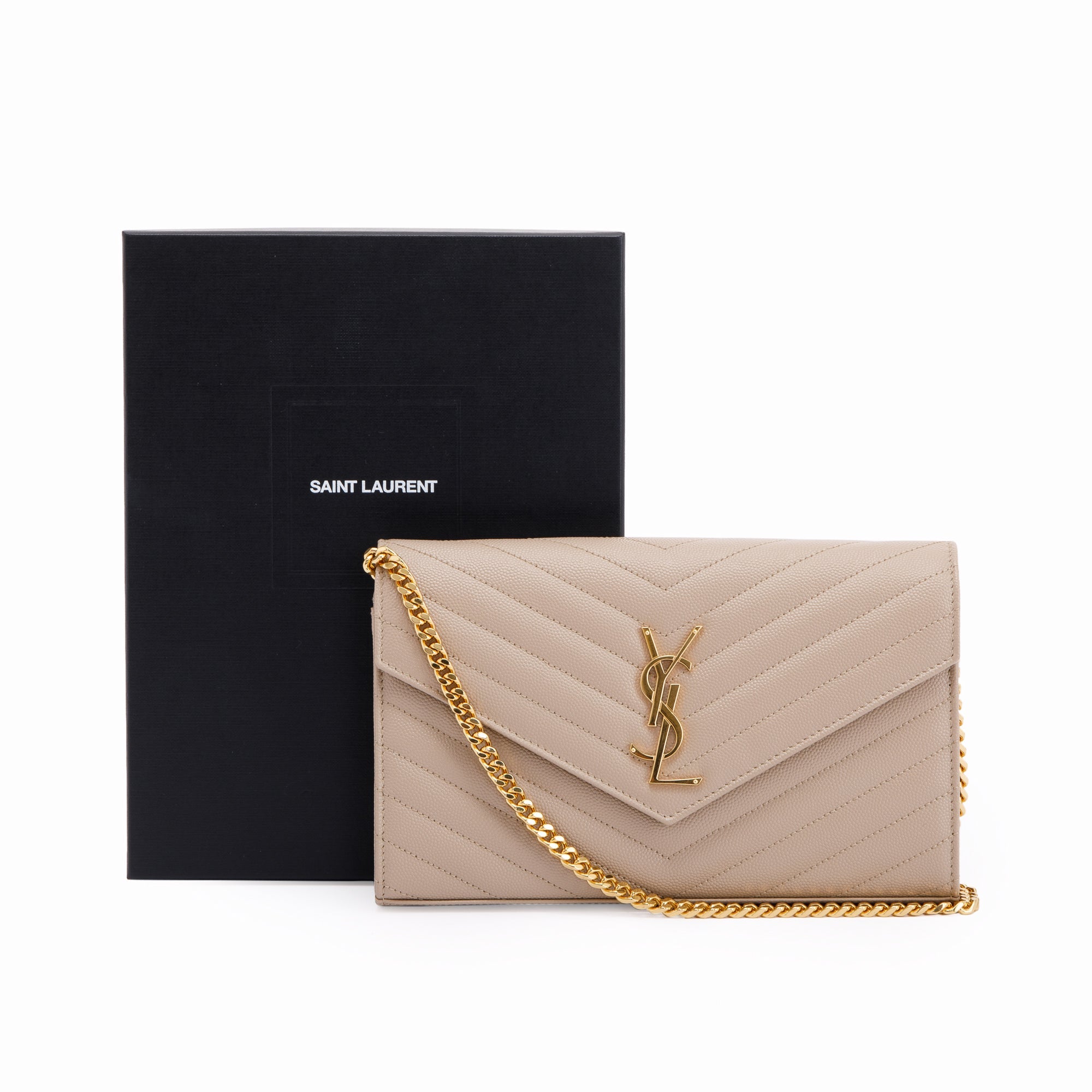 Saint Laurent 2022 Cassandre Matelasse Chain Wallet w/ Box & Receipt