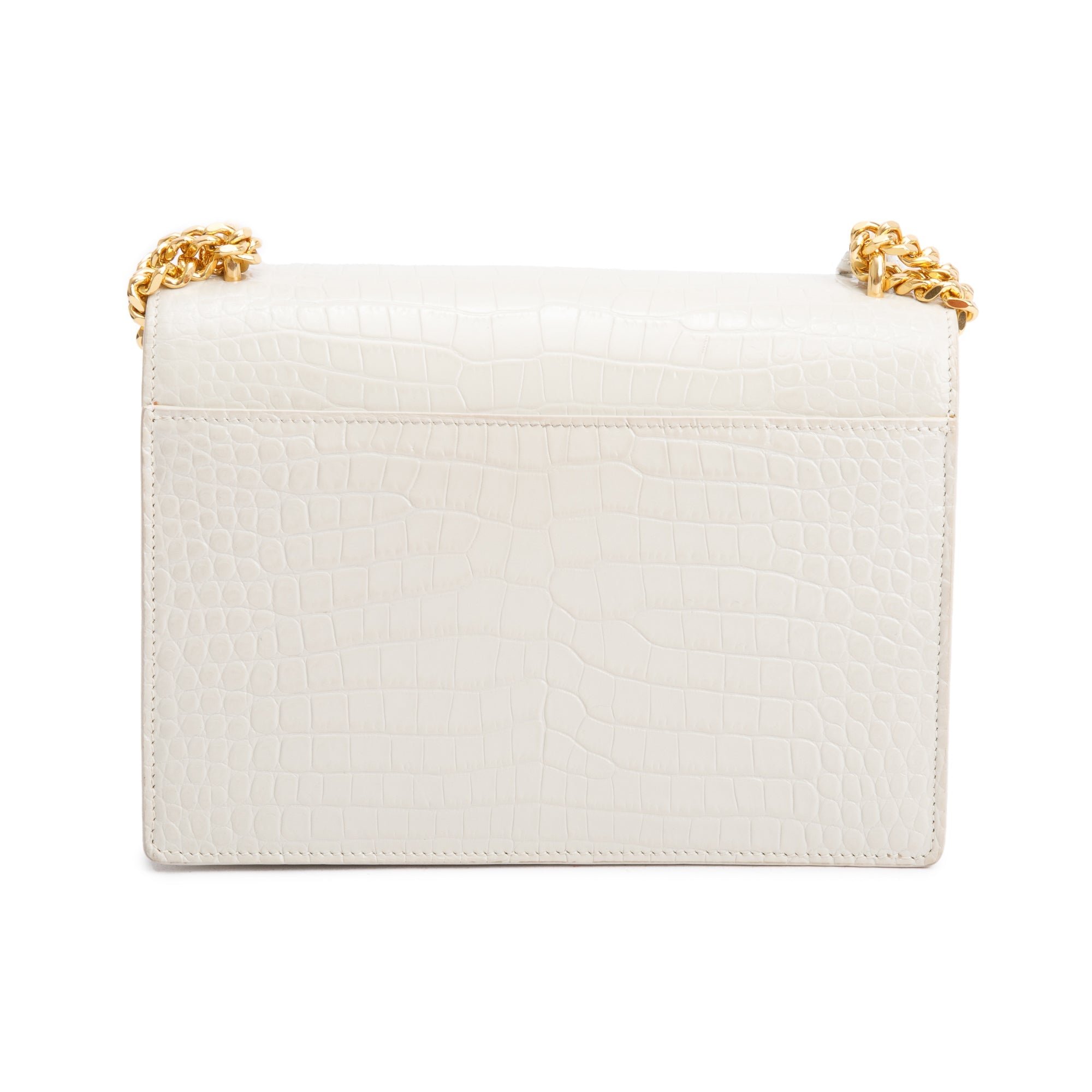Saint Laurent 2022 Creme Medium Crocodile Embossed Sunset Bag w/ Box & Receipt