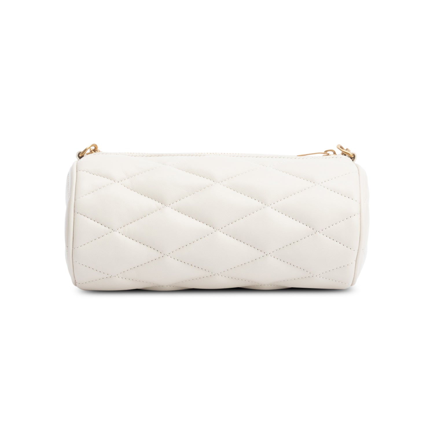Saint Laurent 2022 Ivory Quilted Lambskin Leather Small Sade Tube Bag
