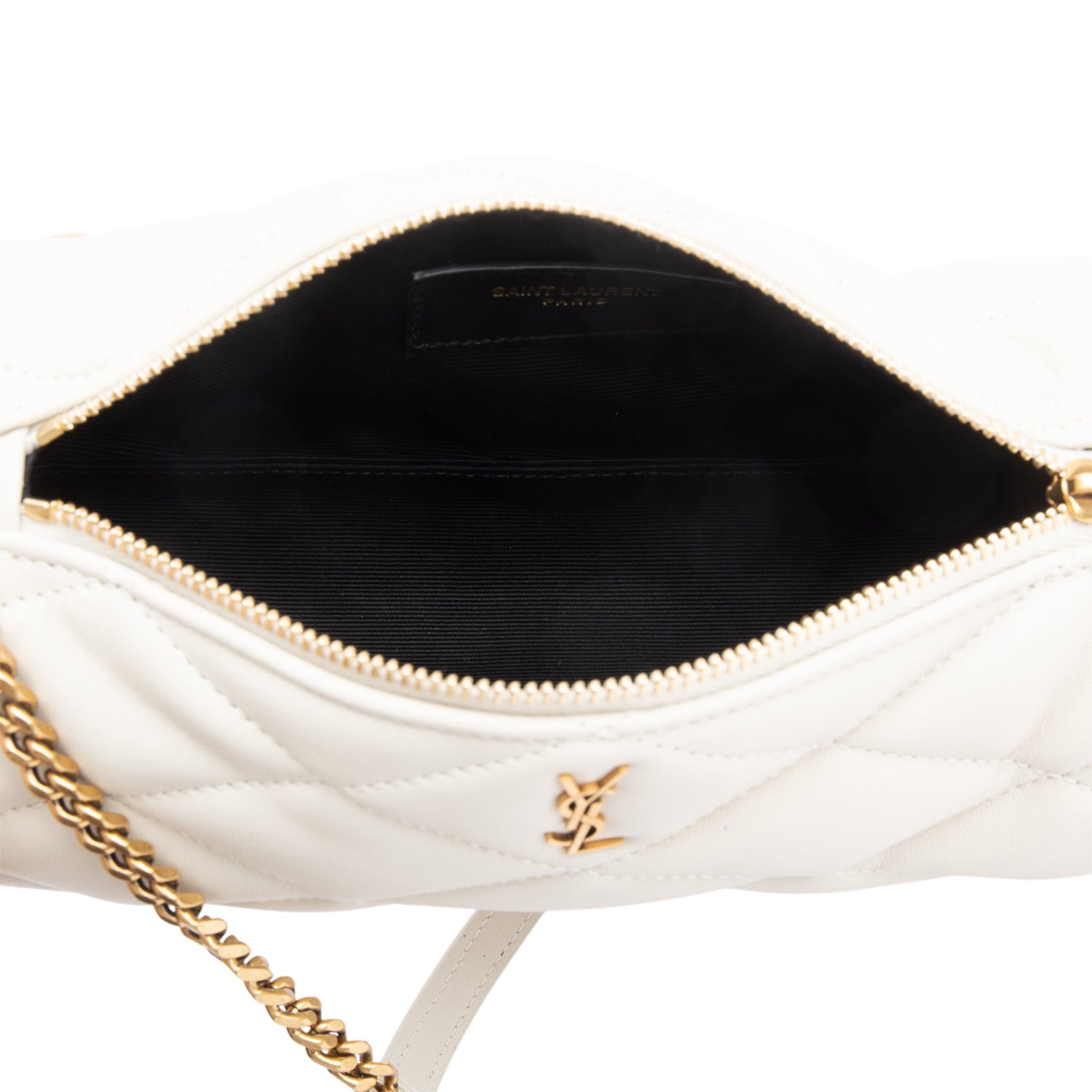 Saint Laurent 2022 Ivory Quilted Lambskin Leather Small Sade Tube Bag