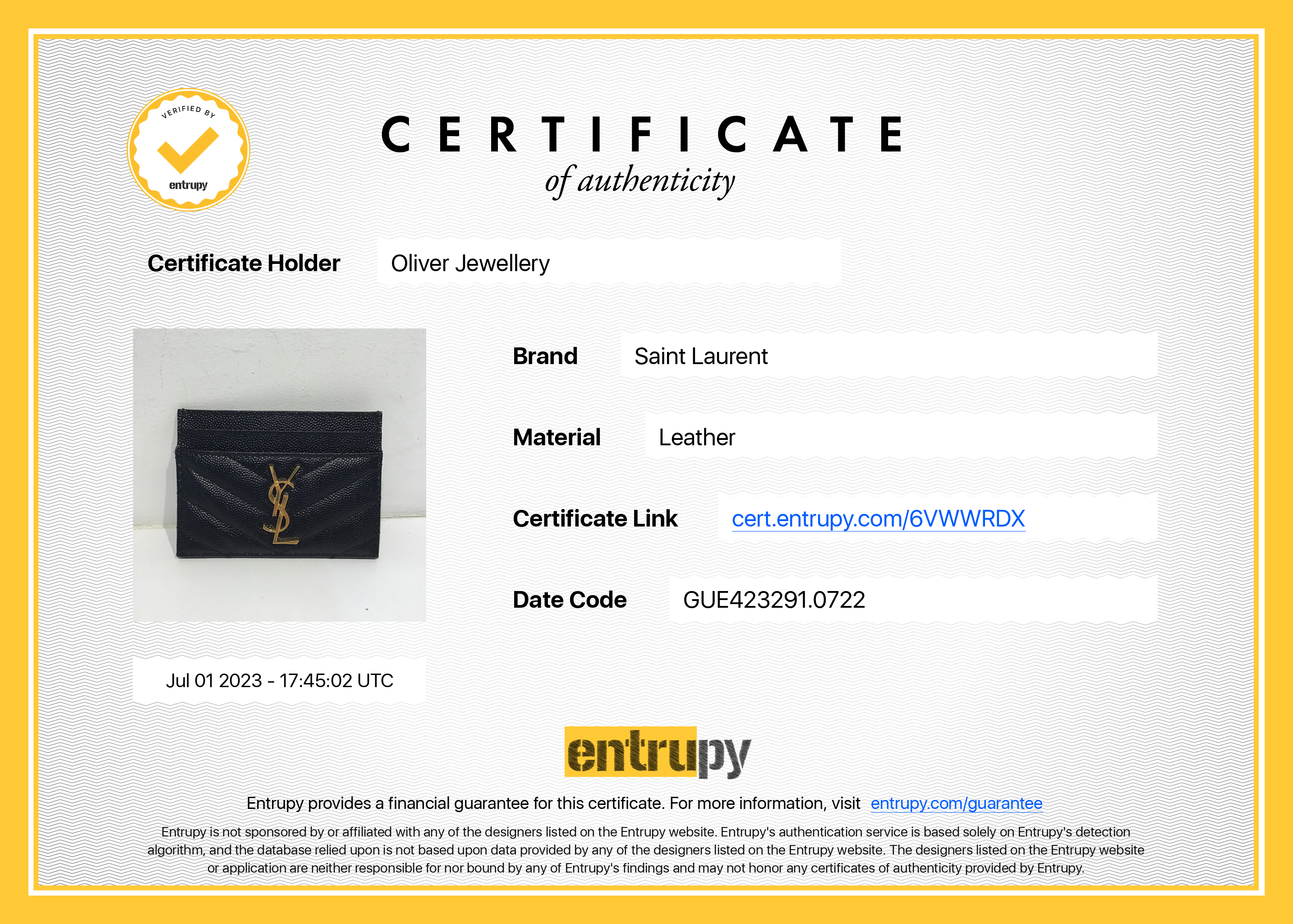 Saint Laurent 2022 Monogram Leather Card Holder