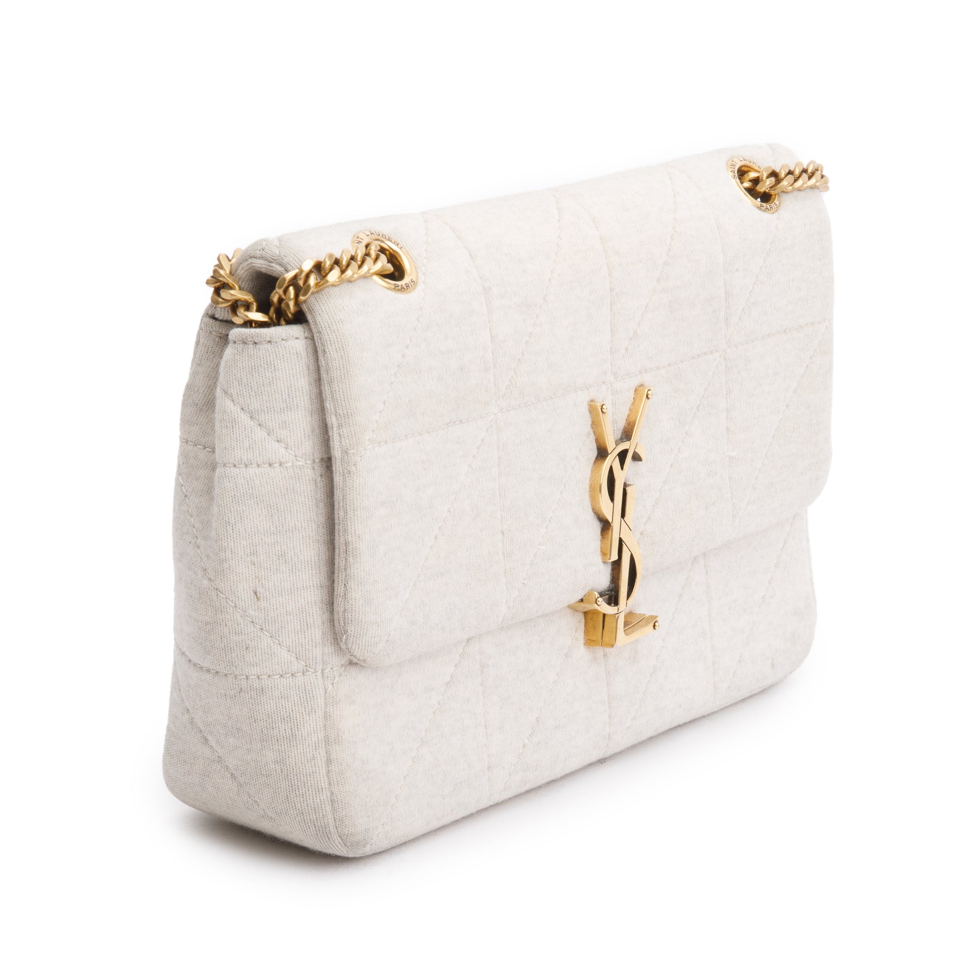 Saint Laurent 2022 Neutral Quilted Jersey Wool Medium Jamie Shoulder Bag