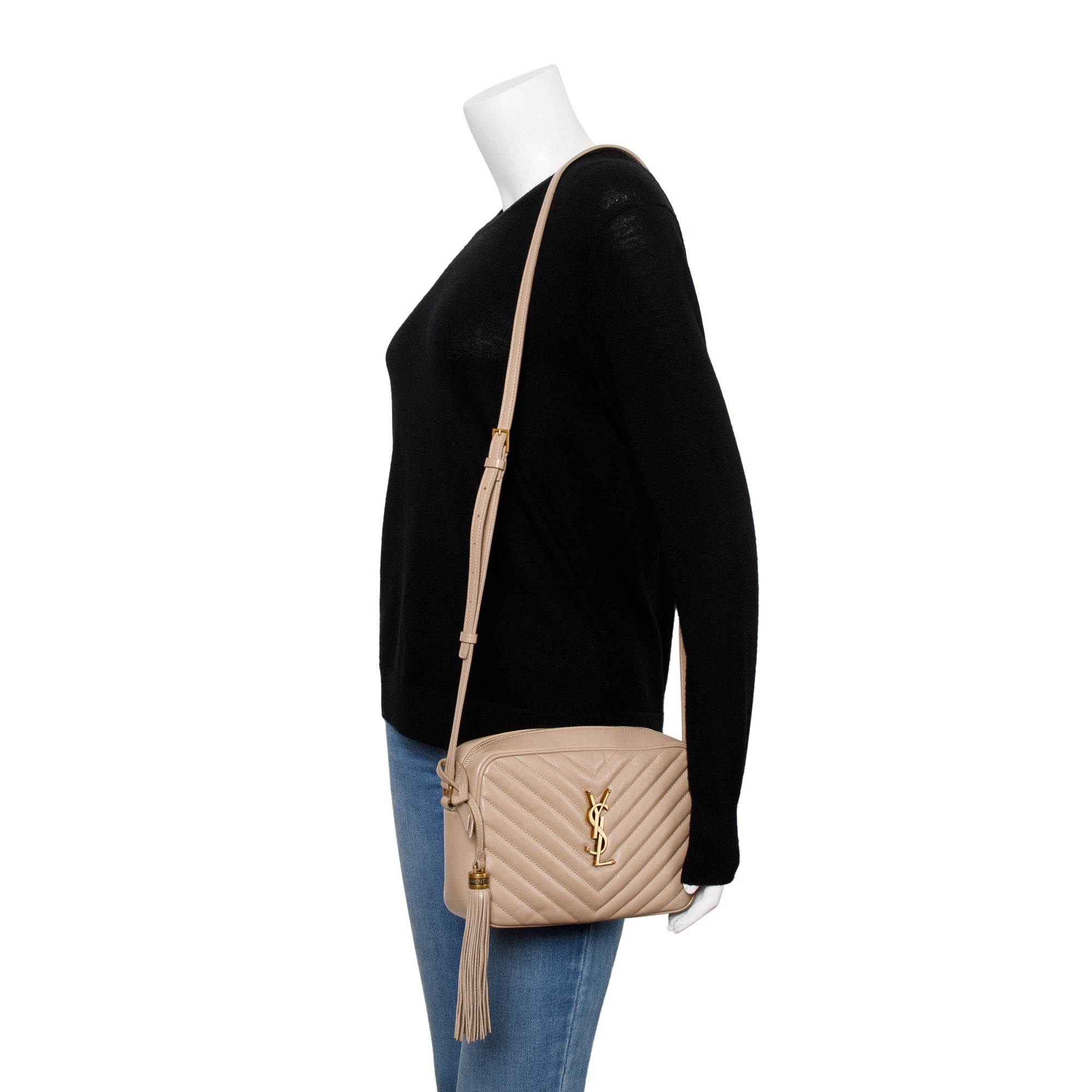 Saint Laurent 2022 Neutral Quilted Leather Lou Camera Bag