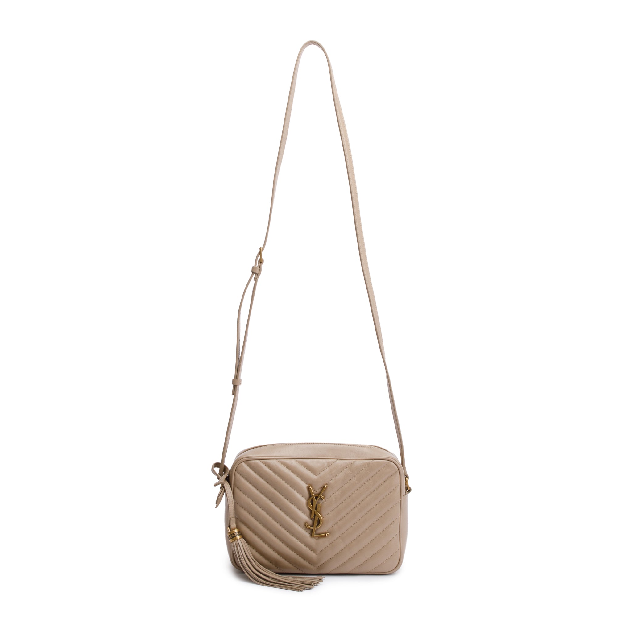 Saint Laurent 2022 Neutral Quilted Leather Lou Camera Bag